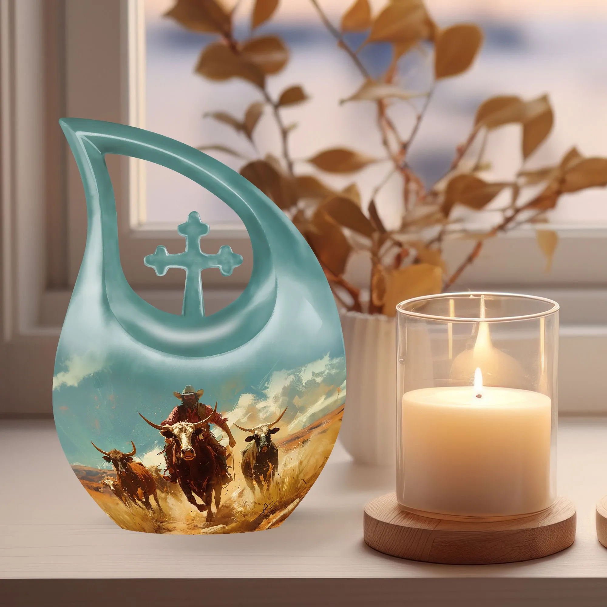 Custom Mom's Cowboy Memorial Urn For Personalized Touch