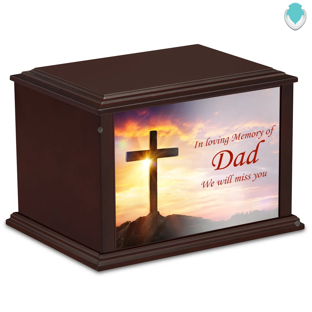 Custom Printed Heritage Everlasting Expressions Cross Wood Box Cremation Urn