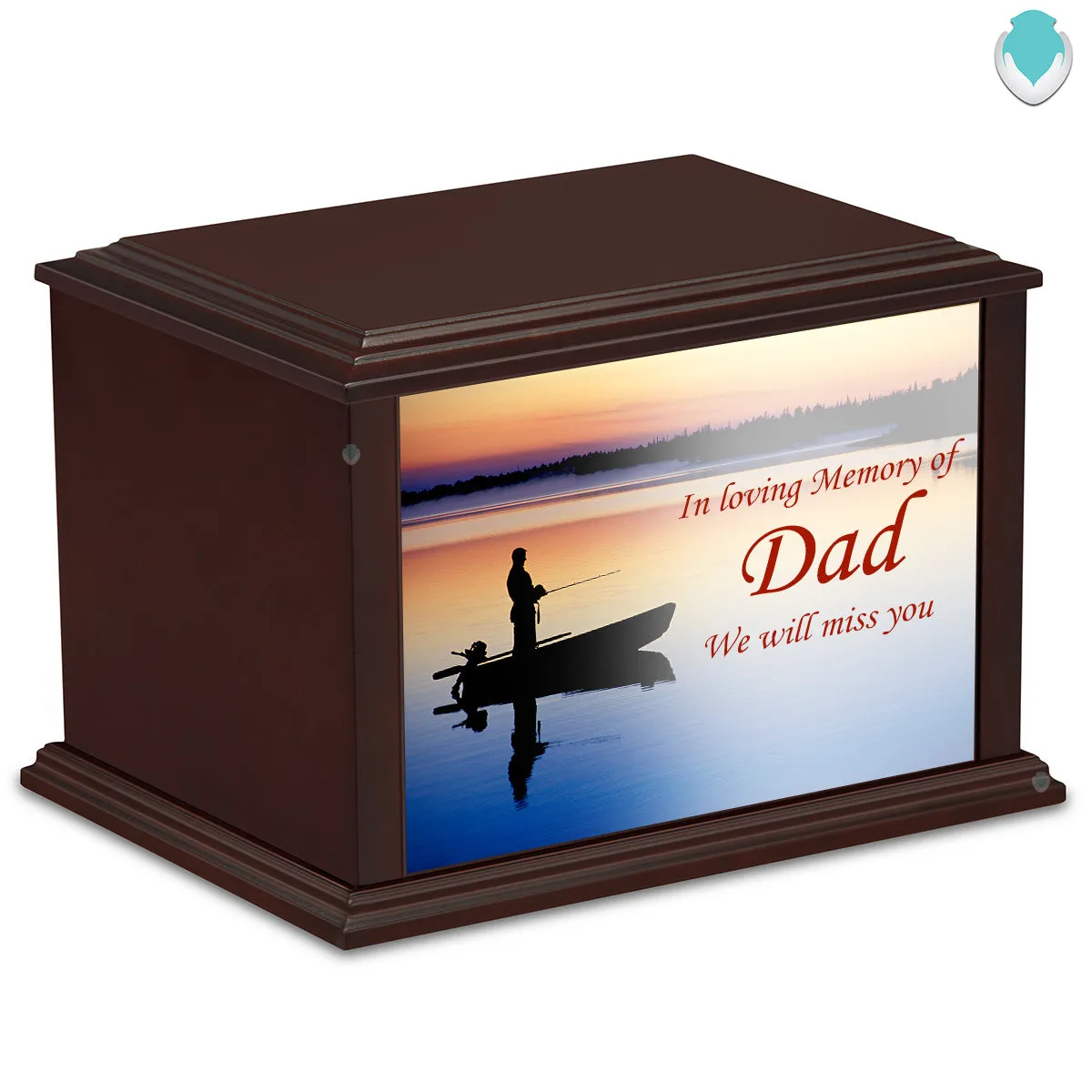 Custom Printed Heritage Everlasting Expressions Fishing Wood Box Cremation Urn