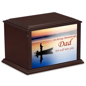 Custom Printed Heritage Everlasting Expressions Fishing Wood Box Cremation Urn