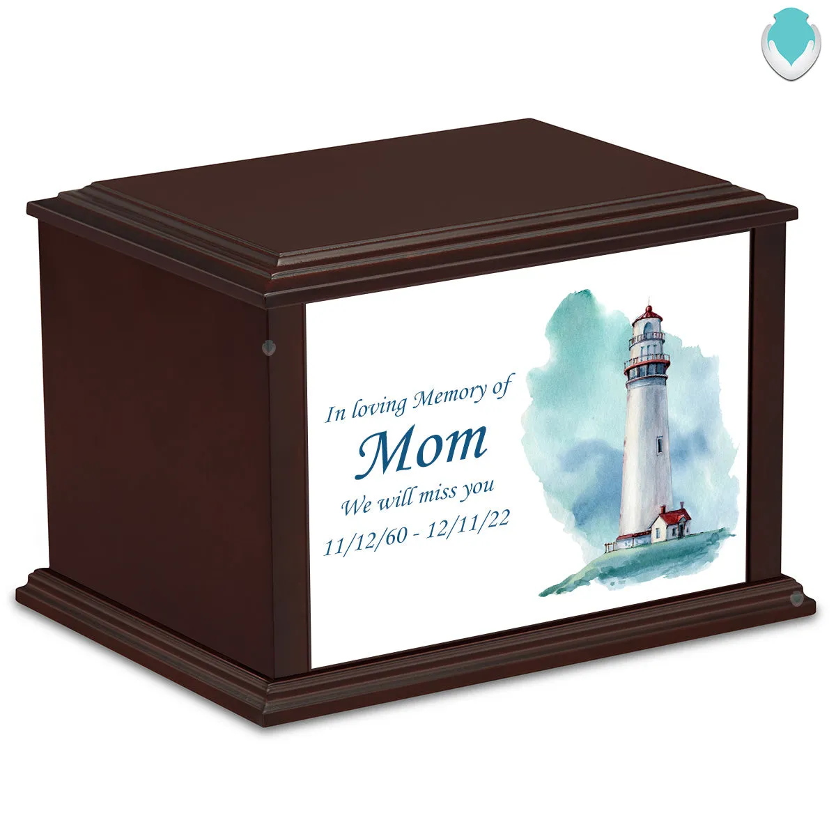 Custom Printed Heritage Everlasting Expressions Lighthouse Wood Box Cremation Urn