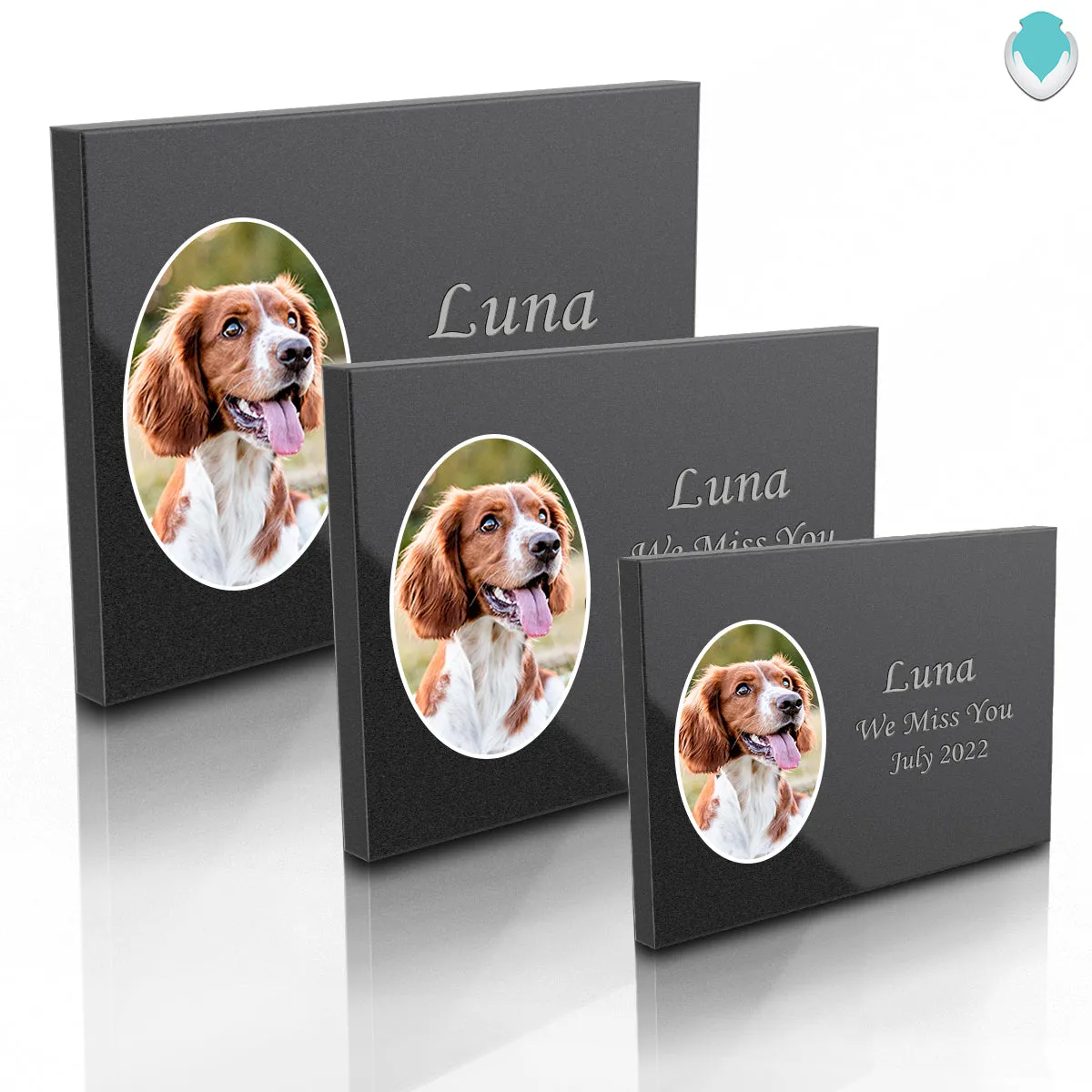 Custom Printed Pet Portrait Black Granite Plaque - Horizontal