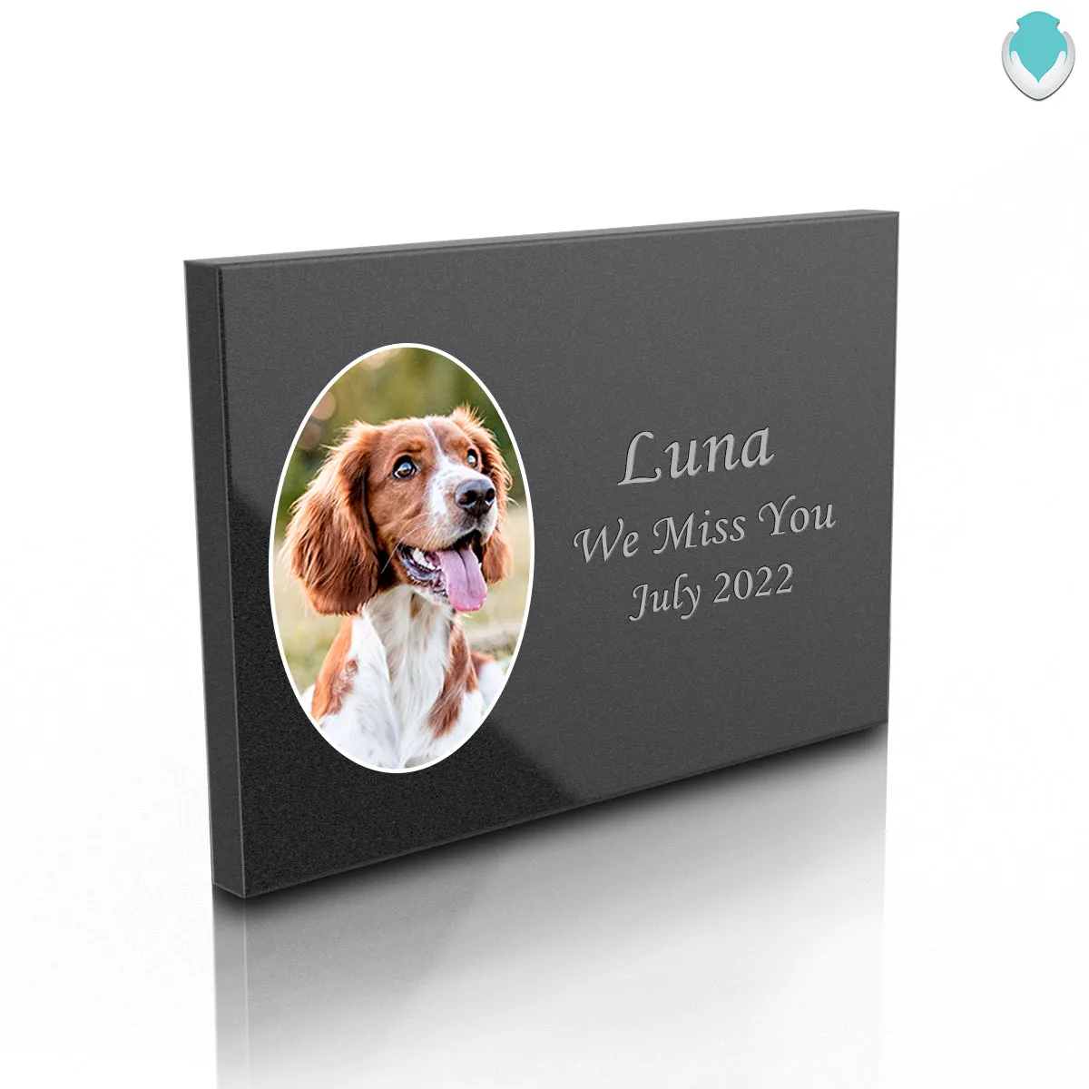 Custom Printed Pet Portrait Black Granite Plaque - Horizontal
