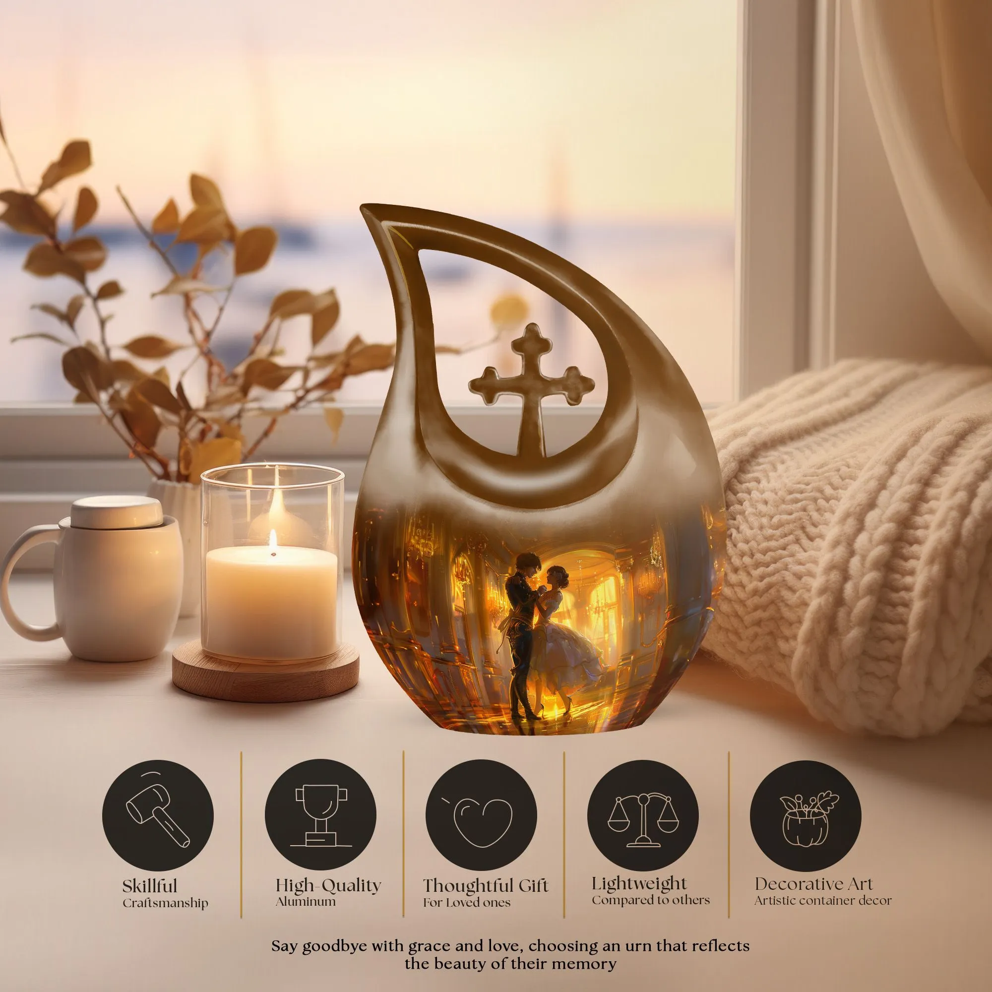 Dancing Cross Drop Mini-Urn - Personalized Memorial Keepsakes