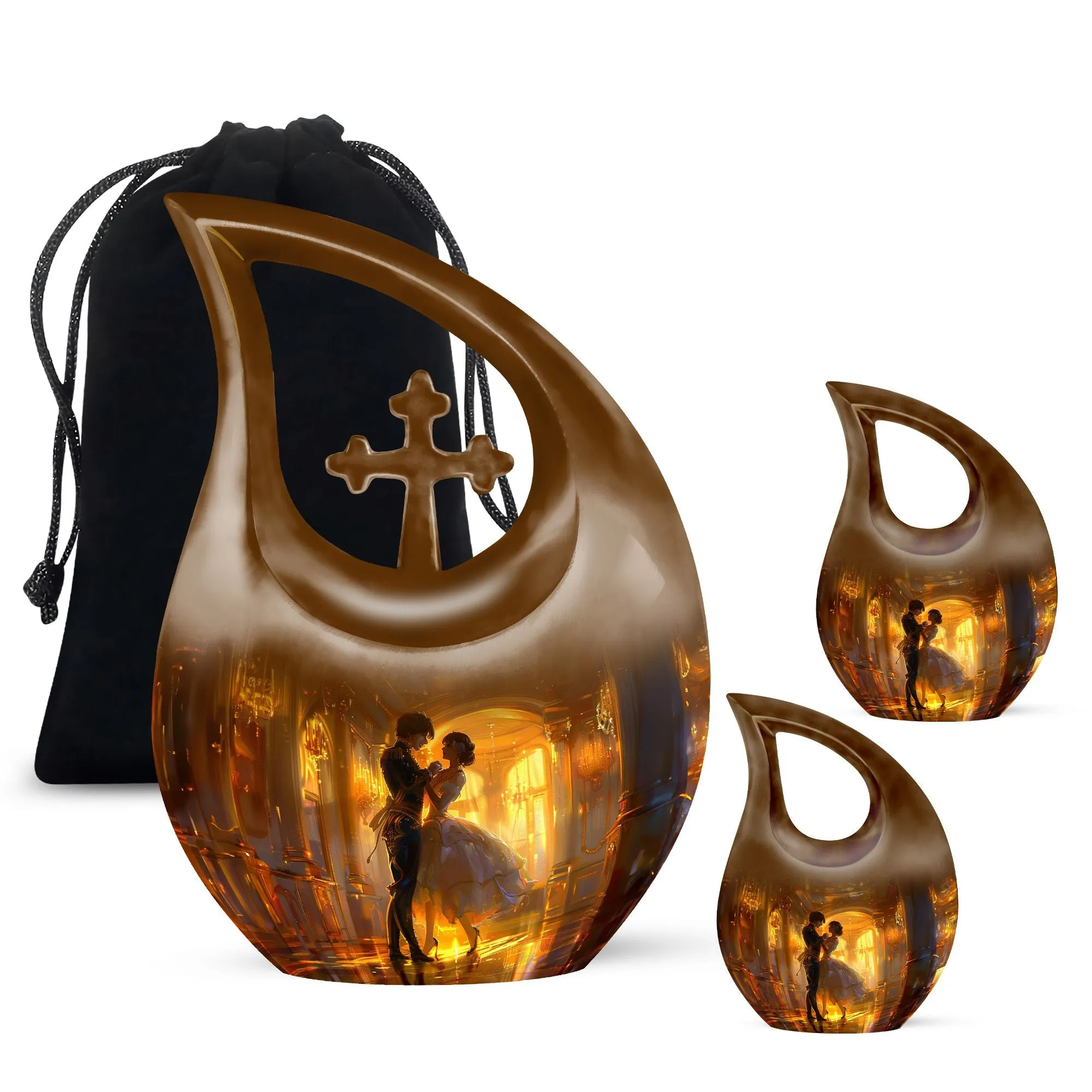 Dancing Cross Drop Mini-Urn - Personalized Memorial Keepsakes