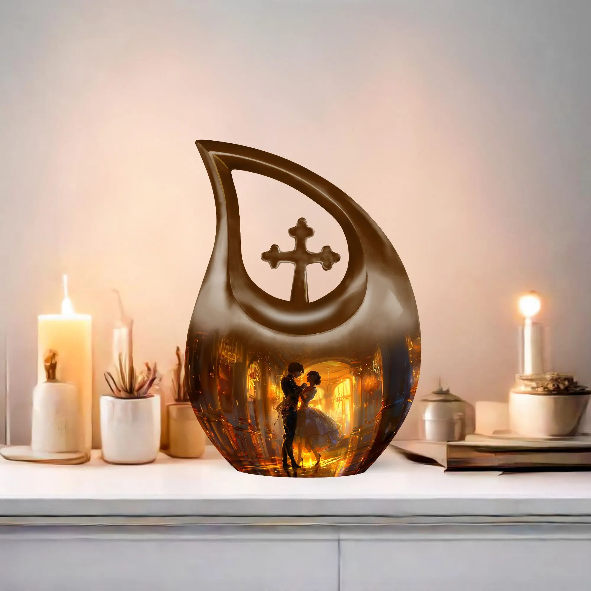 Dancing Cross Drop Mini-Urn - Personalized Memorial Keepsakes