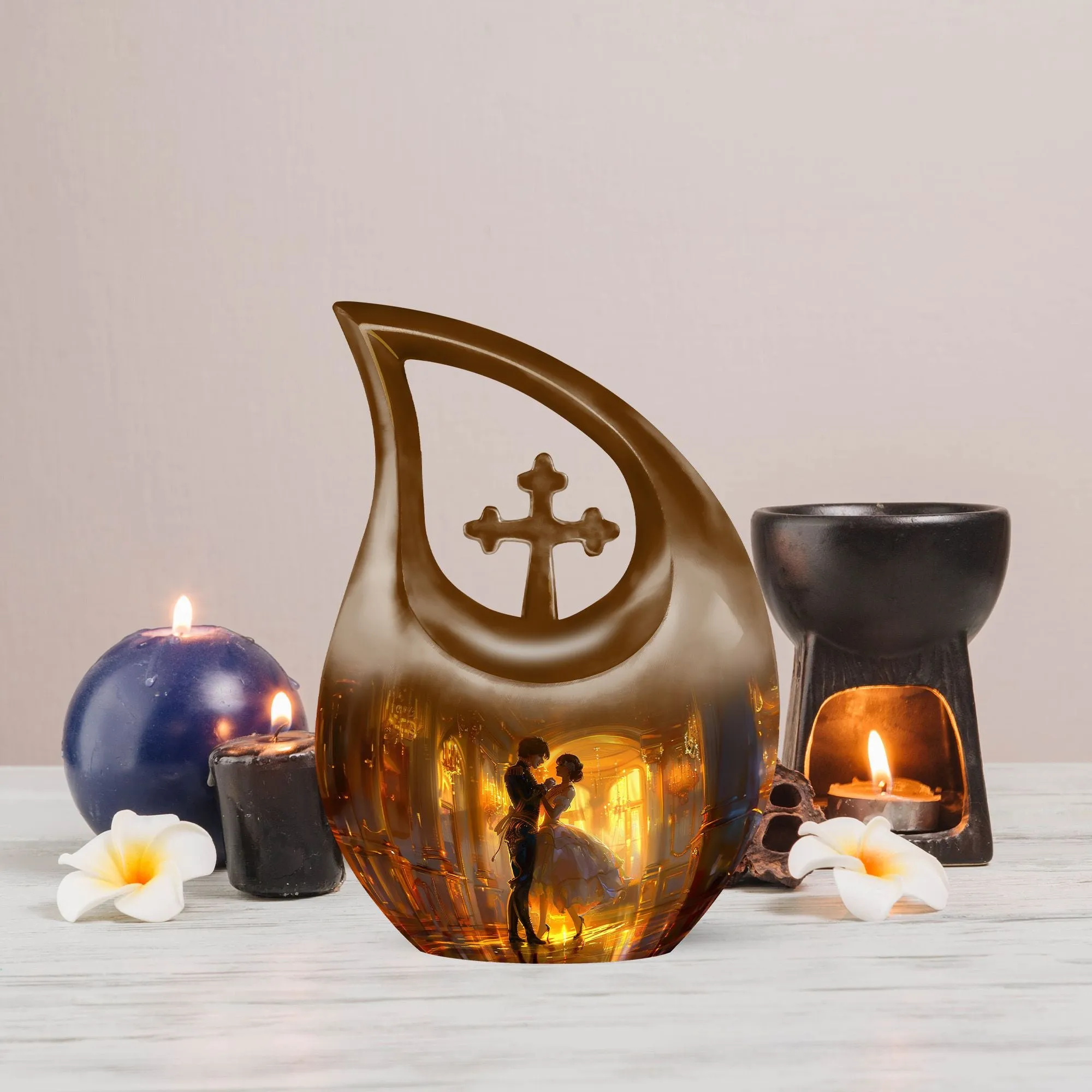 Dancing Cross Drop Mini-Urn - Personalized Memorial Keepsakes