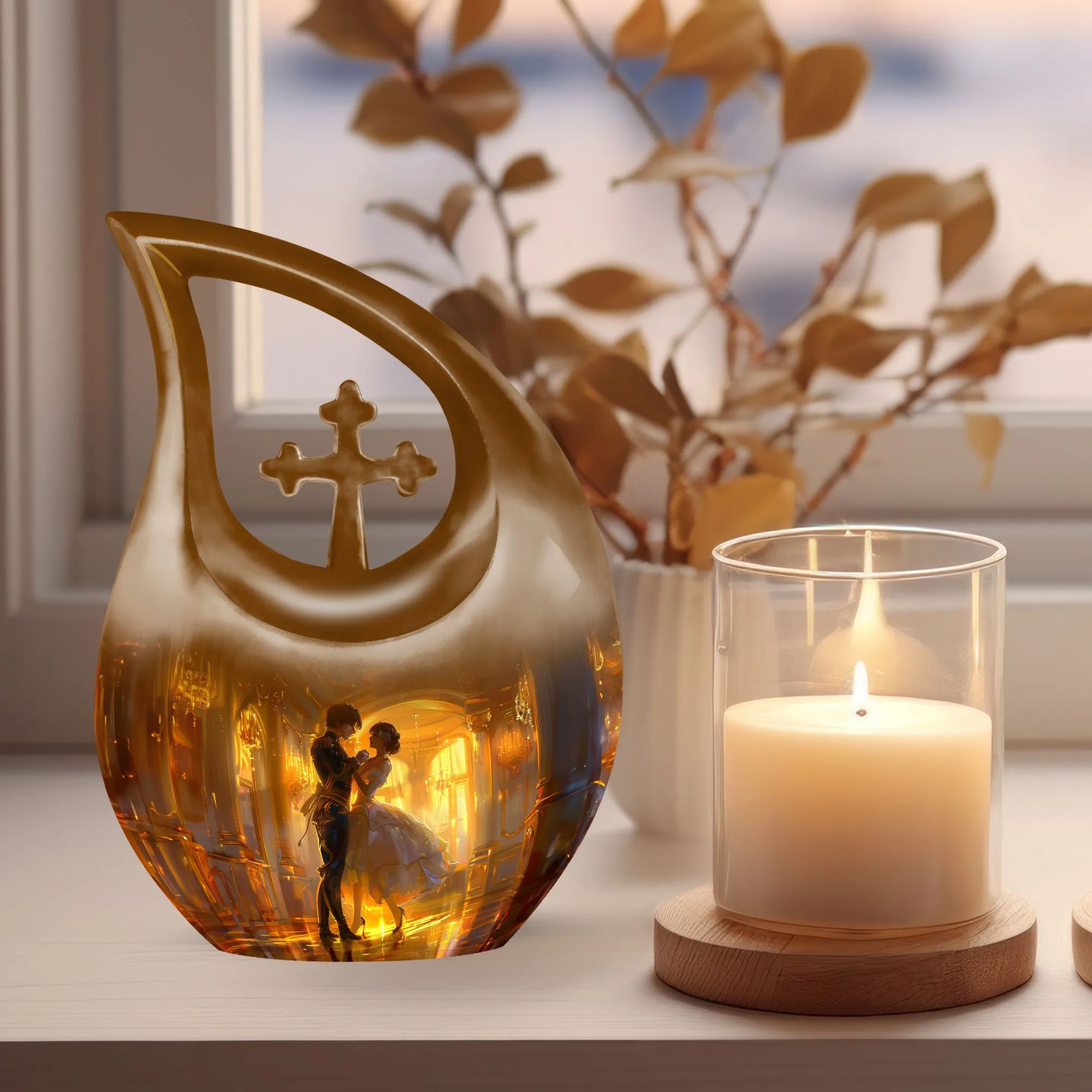 Dancing Cross Drop Mini-Urn - Personalized Memorial Keepsakes