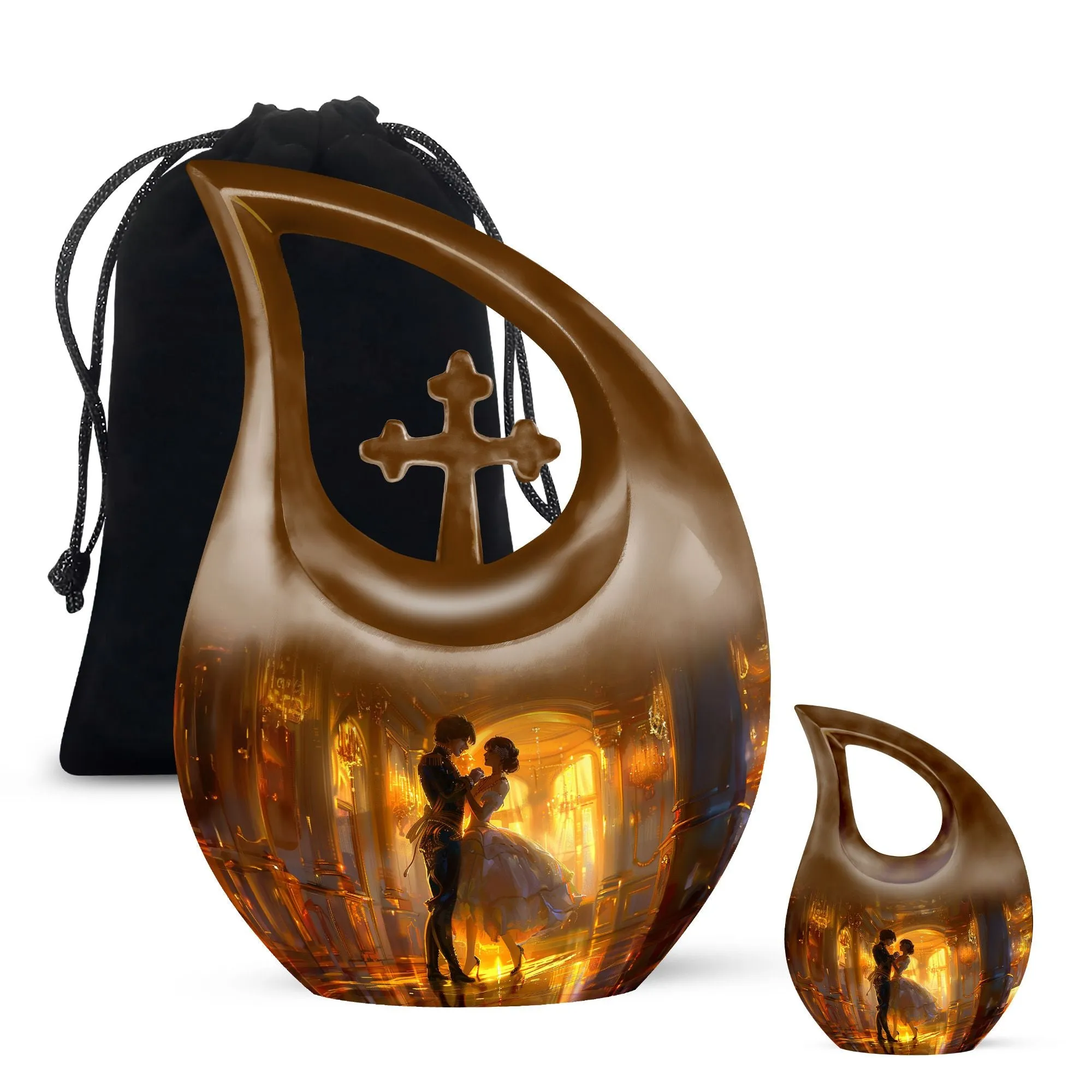 Dancing Cross Drop Mini-Urn - Personalized Memorial Keepsakes