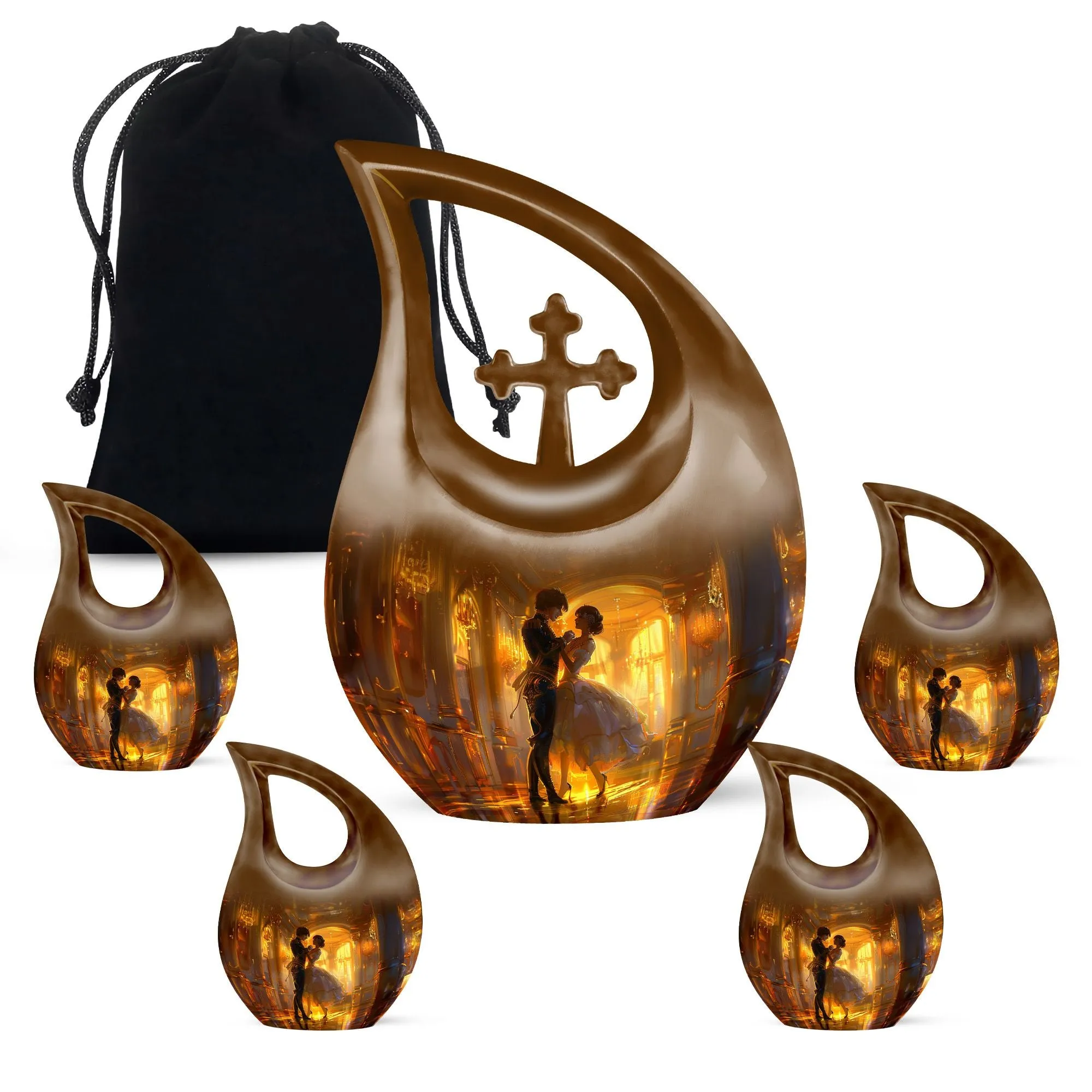 Dancing Cross Drop Mini-Urn - Personalized Memorial Keepsakes