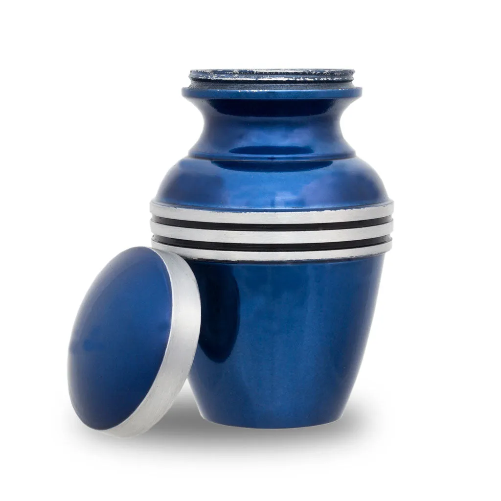 Dark Blue Banded Keepsake Urn