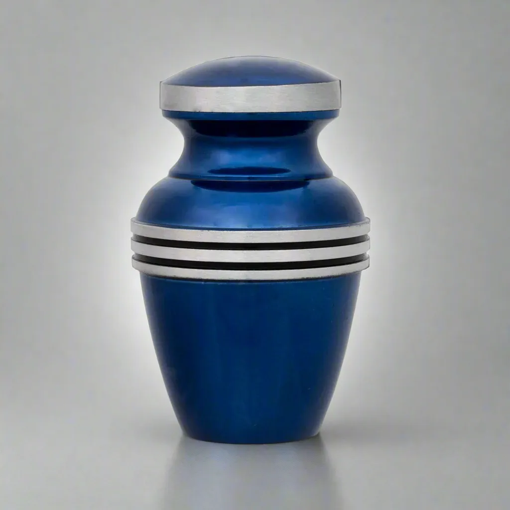 Dark Blue Banded Keepsake Urn