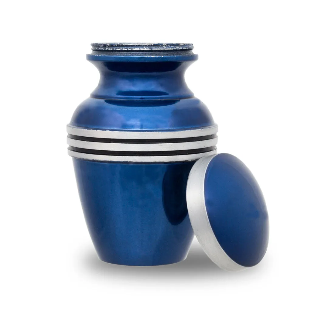 Dark Blue Banded Keepsake Urn