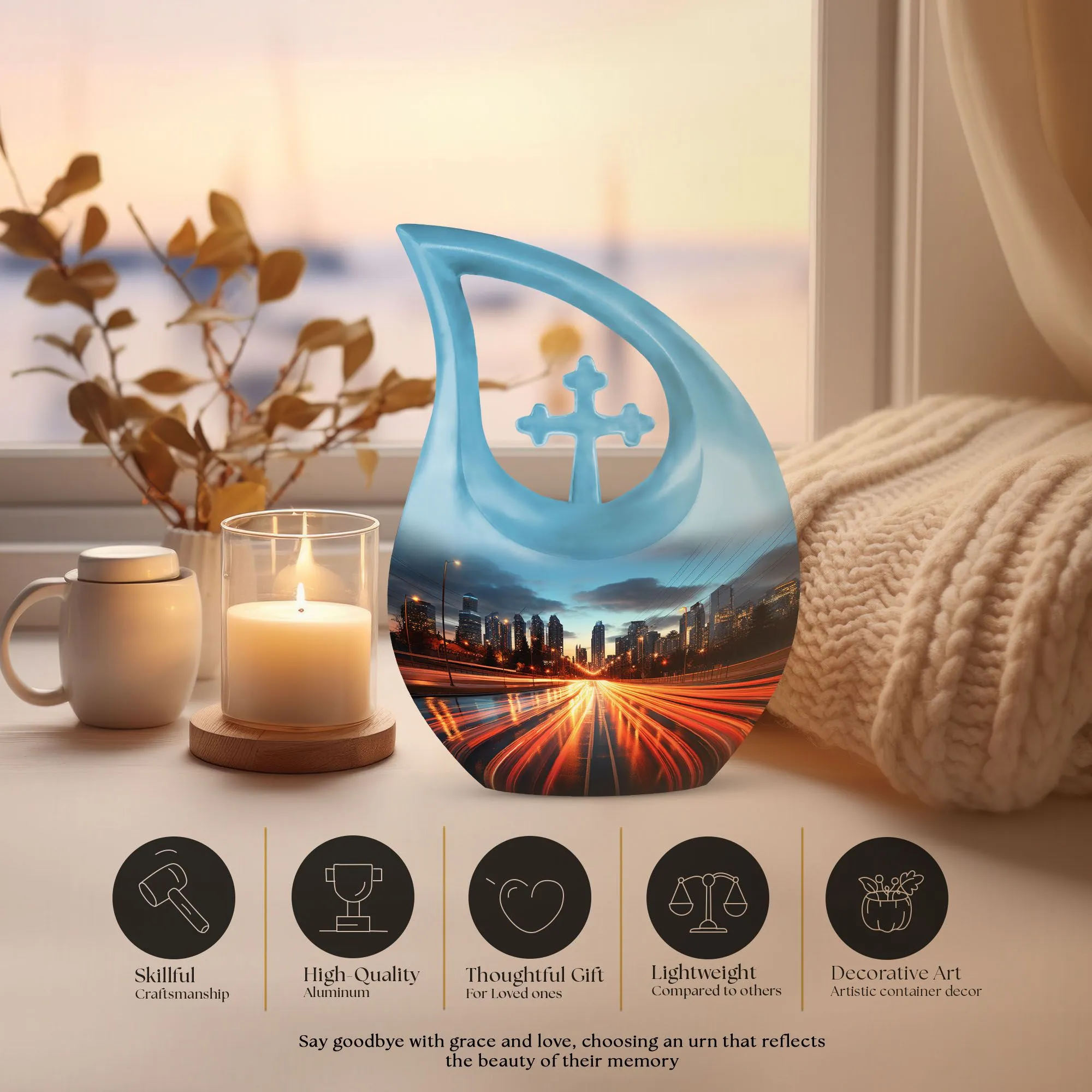 Dawn Urn - Cross Drop Crafted Keepsake Urn