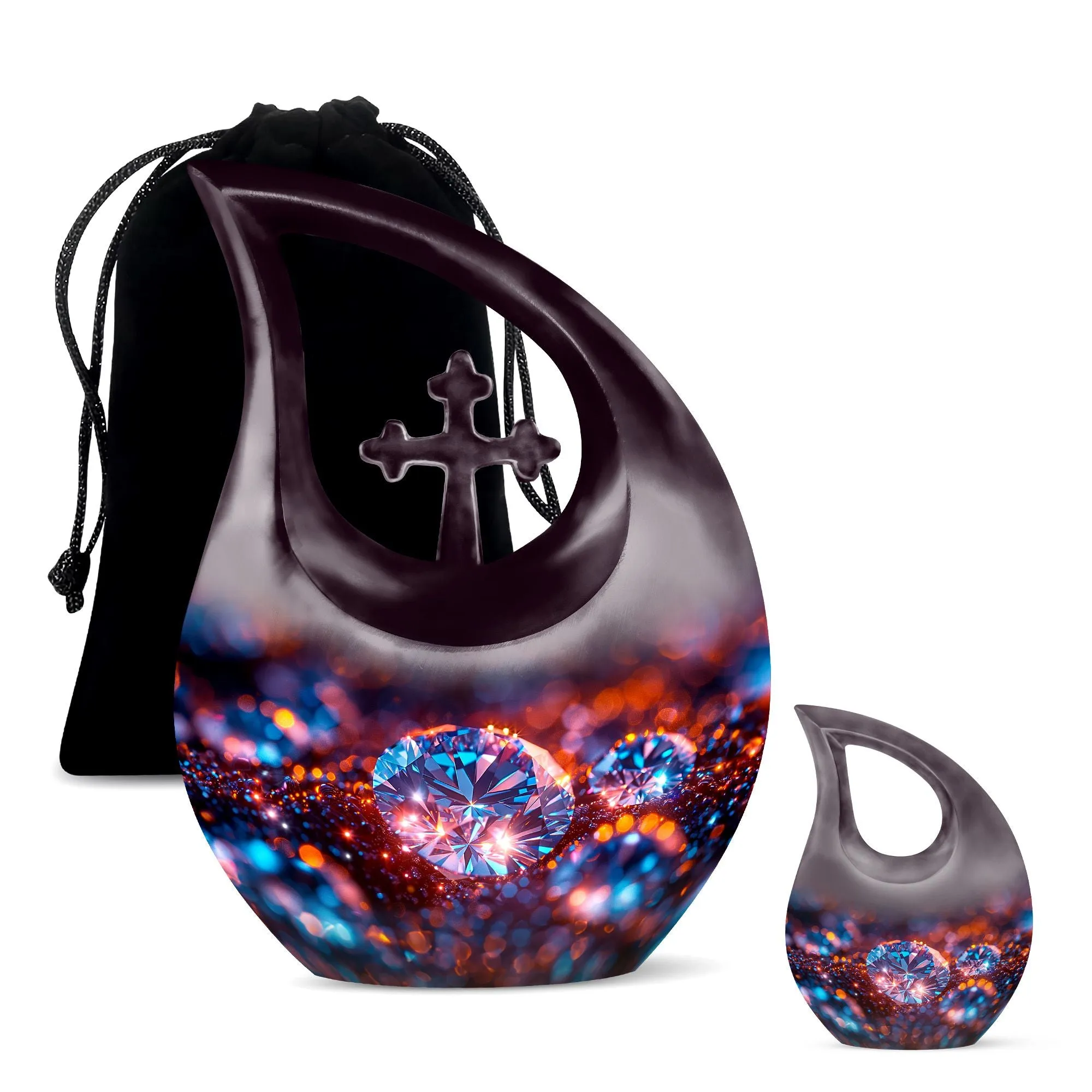 Dazzling Diamond Urn: Large Cross Drop Memorial Urn