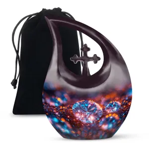 Dazzling Diamond Urn: Large Cross Drop Memorial Urn
