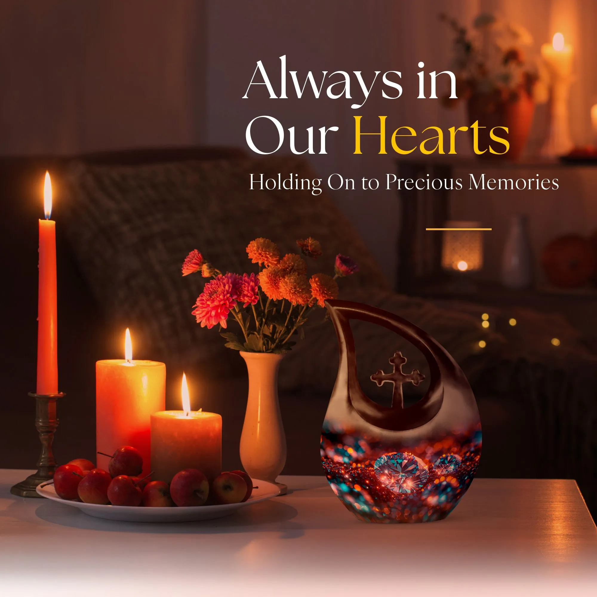 Dazzling Diamond Urn: Large Cross Drop Memorial Urn
