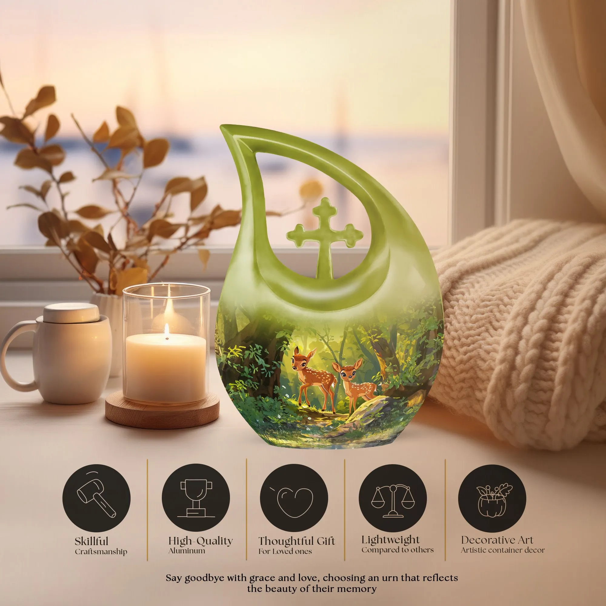 Deer Cremation Customized Memorial Urn For Ashes
