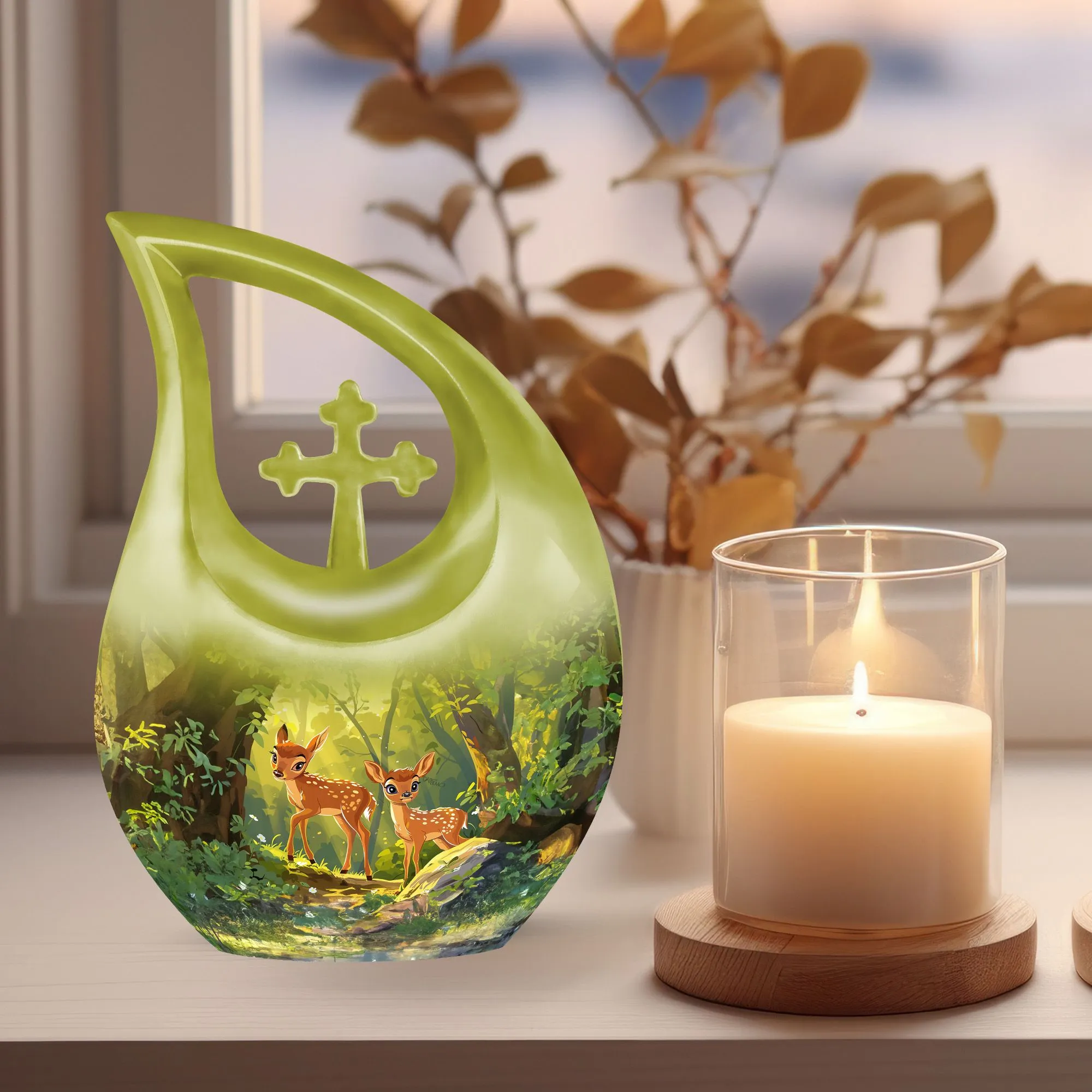 Deer Cremation Customized Memorial Urn For Ashes