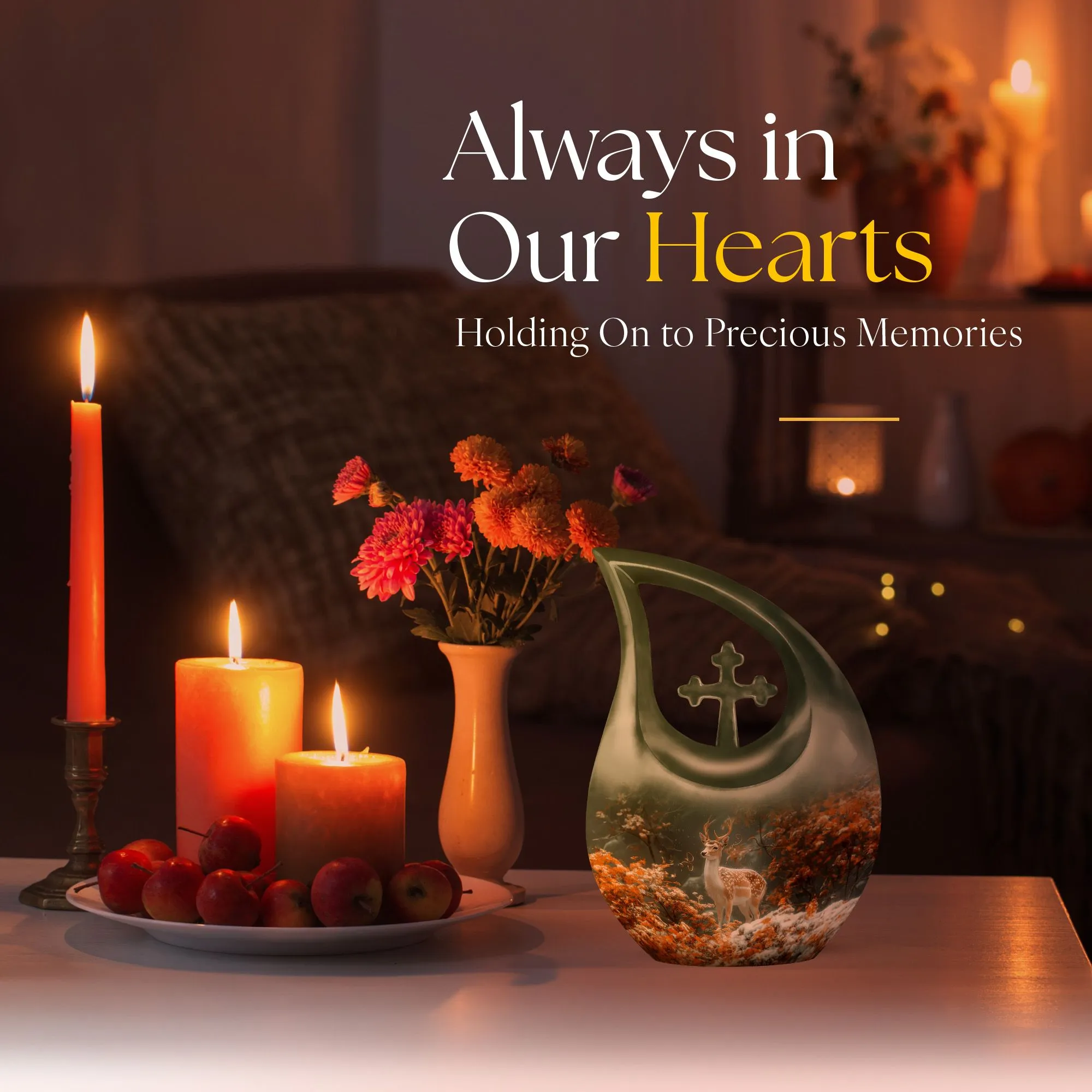 Deer Memorial Urn - Small Cremation Urn For Human Ashes