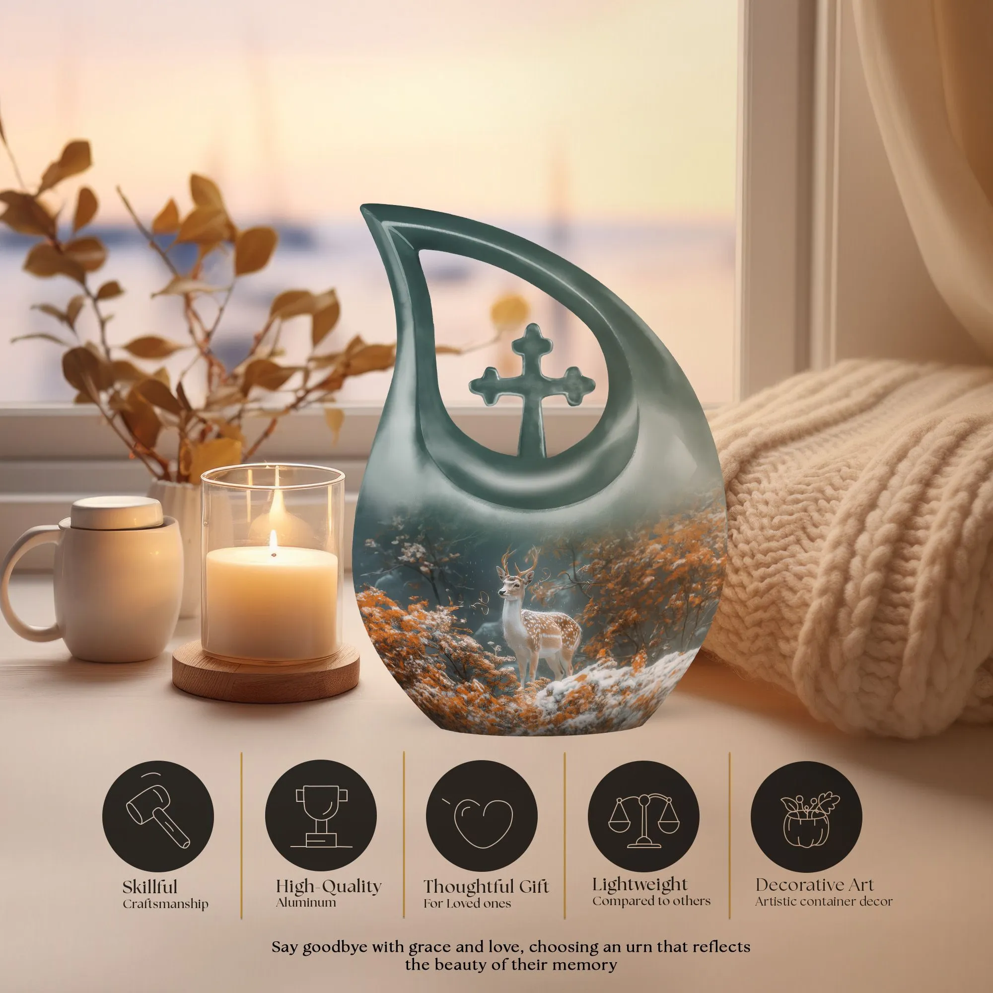 Deer Memorial Urn - Small Cremation Urn For Human Ashes