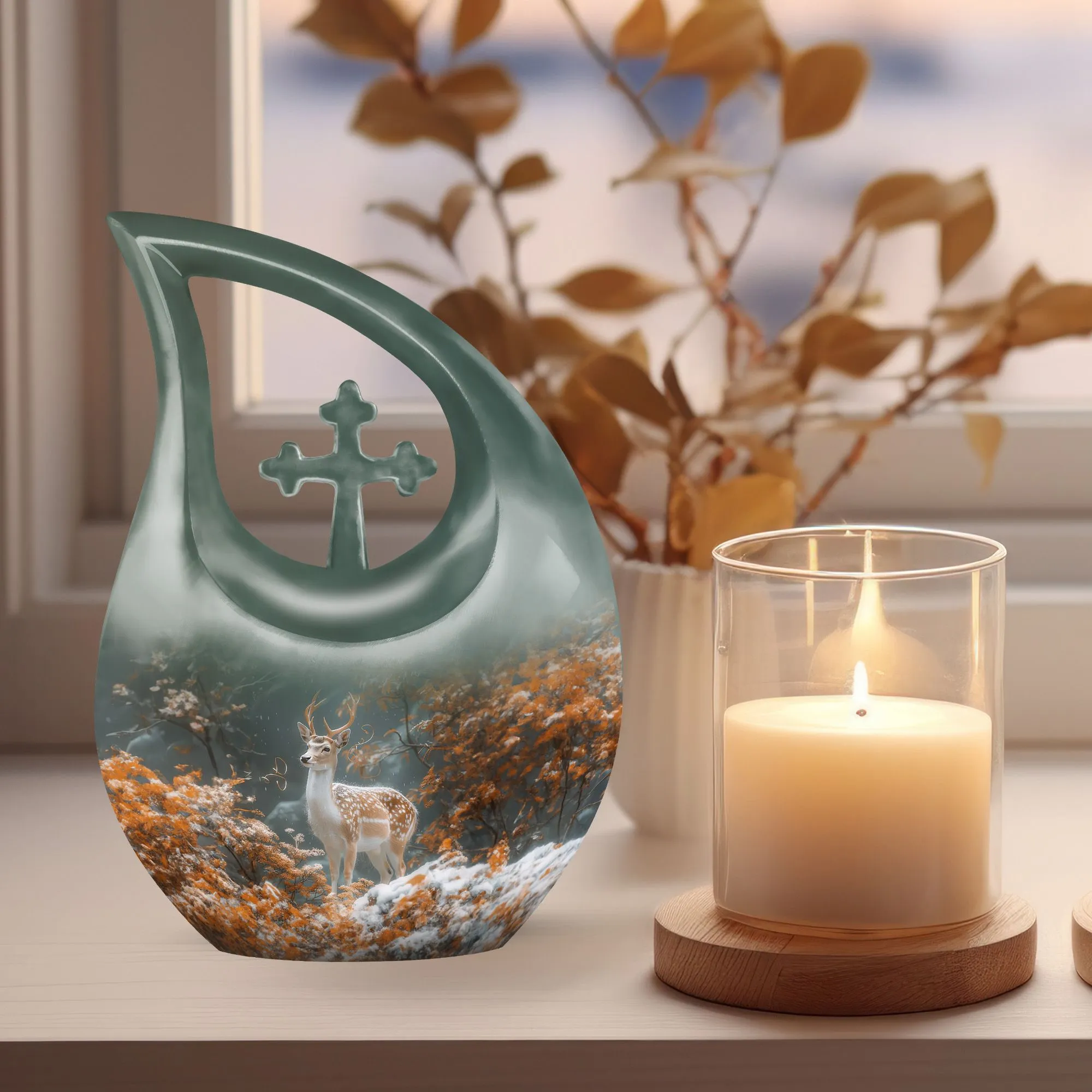 Deer Memorial Urn - Small Cremation Urn For Human Ashes
