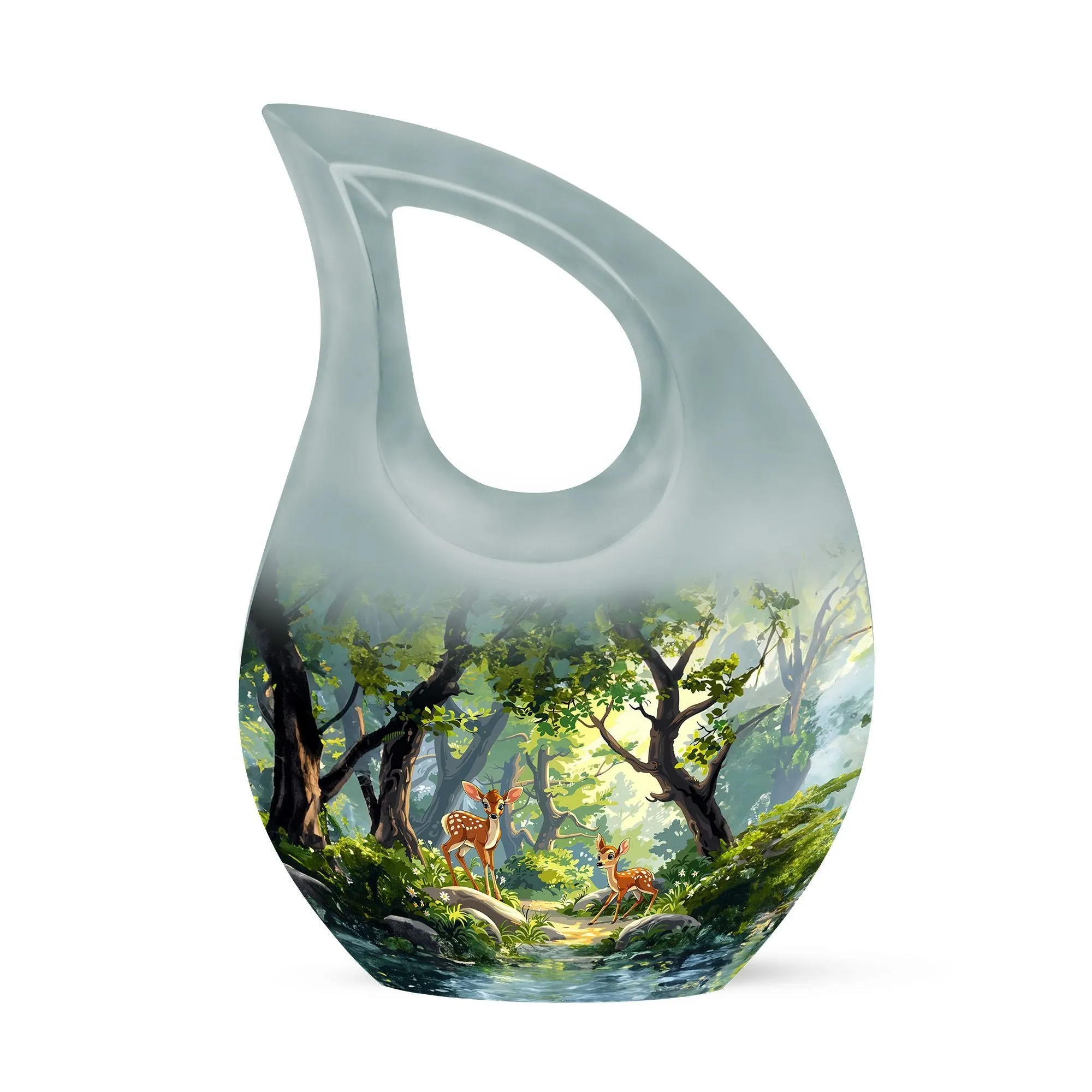 Deer Urn : Cross Drop Aluminium Memorial Urn For Human Ashes