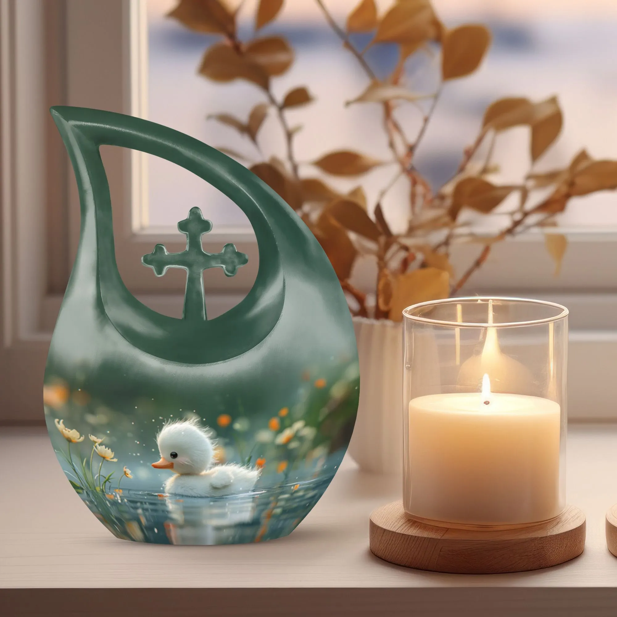 Dewy Dawn Duckling Memorial Urn For Human Ashes
