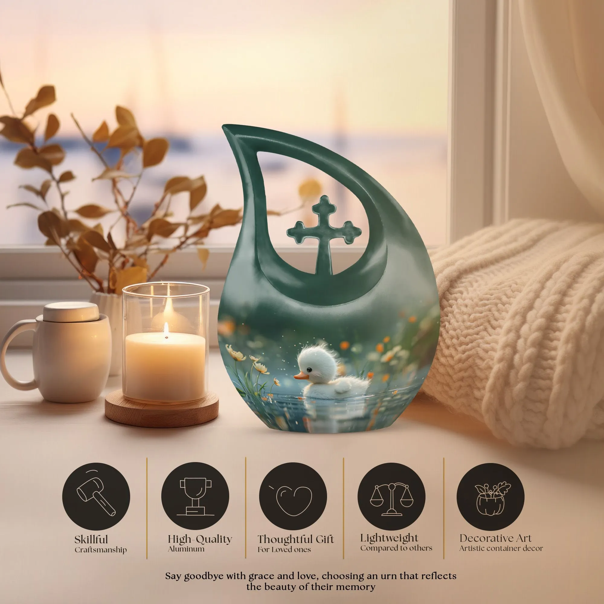 Dewy Dawn Duckling Memorial Urn For Human Ashes