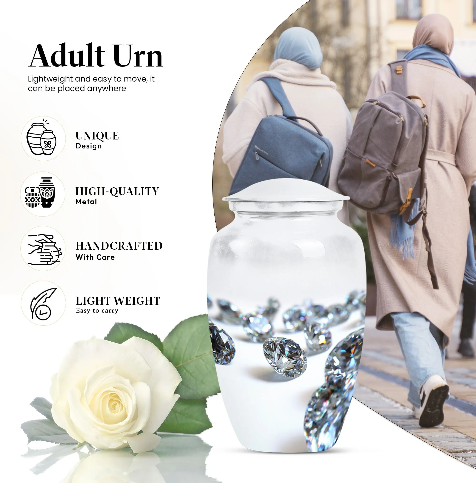 Diamond Waterfall Journey - Classic Custom Burial Urn