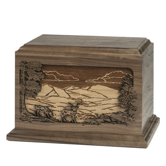 Dimensional Majestic Deer Wood Urn
