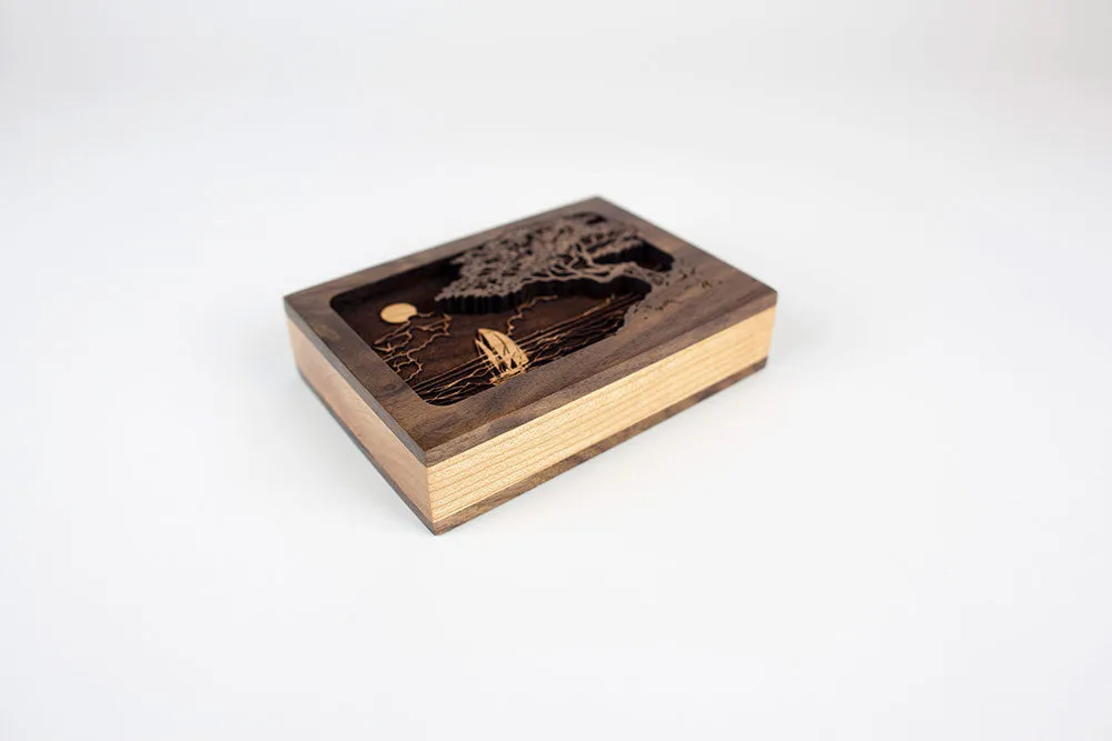 Dimensional Wood Art Seascape Small Keepsake Urn