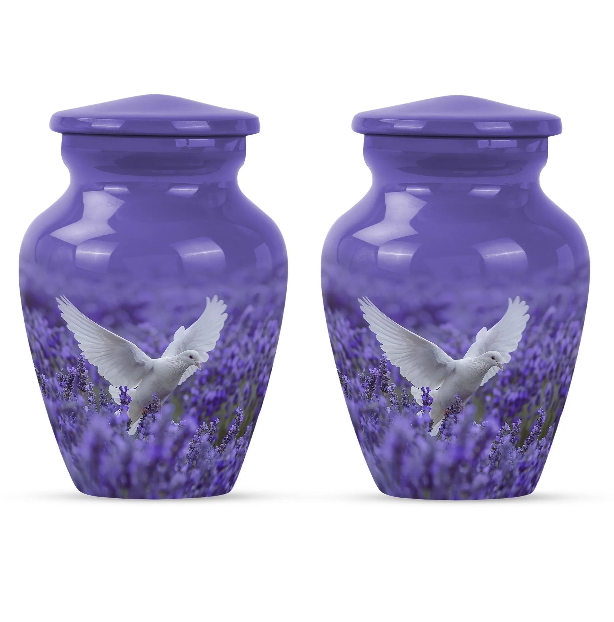Divine Keepsake: White Dove on Purple, Adult Female Memorial Urn