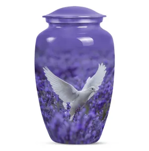 Divine Keepsake: White Dove on Purple, Adult Female Memorial Urn
