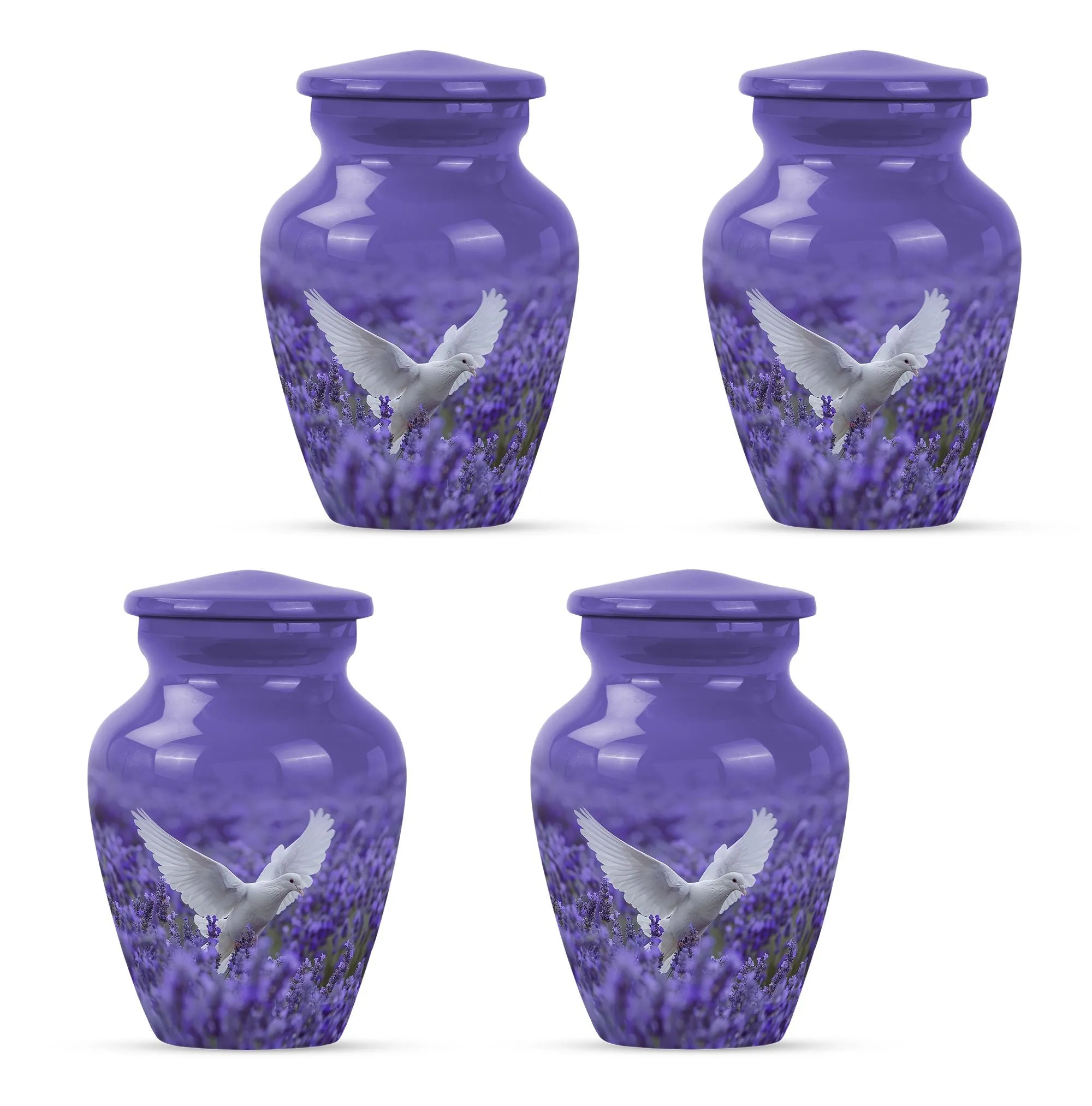 Divine Keepsake: White Dove on Purple, Adult Female Memorial Urn