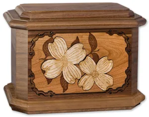 Dogwood Flower Cremation Urn with Wood Inlay Art