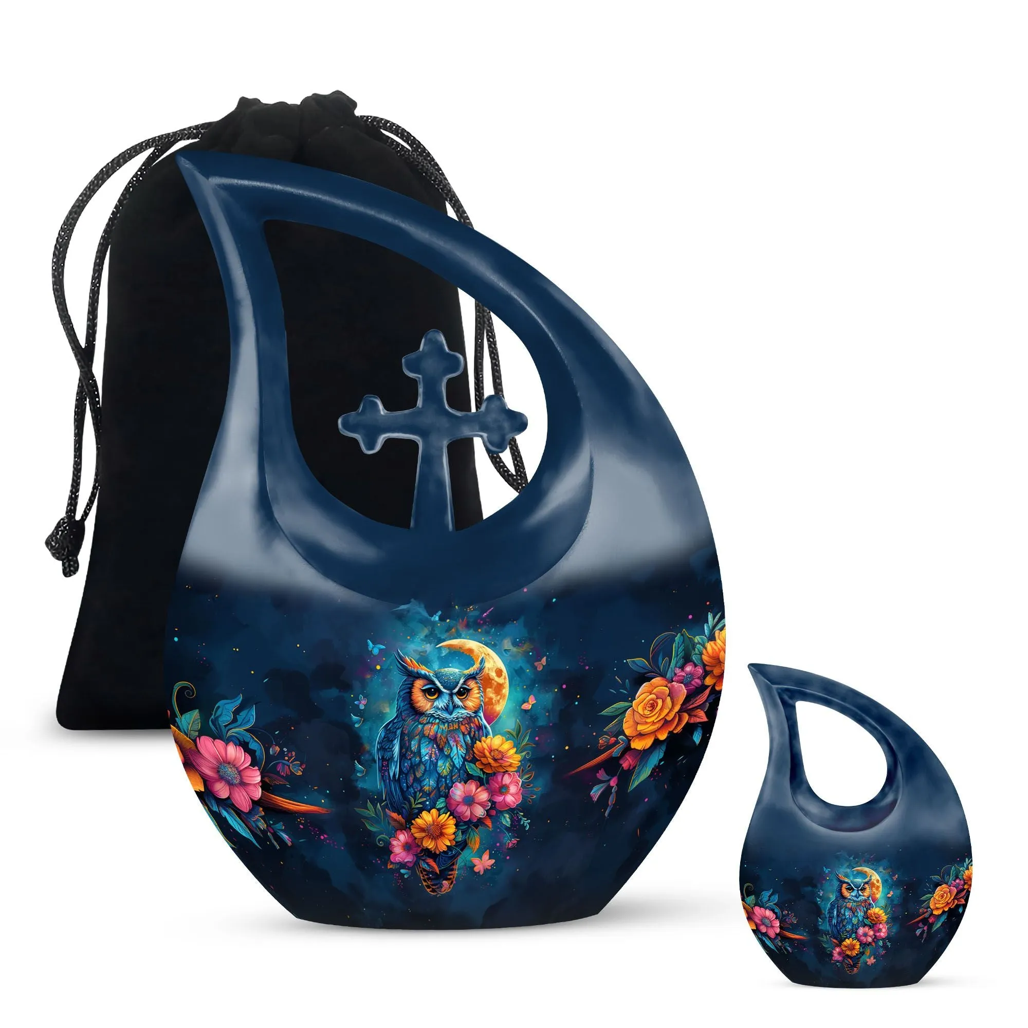 Double-Owl-Memory: Peaceful Rest Large Memorial Urn