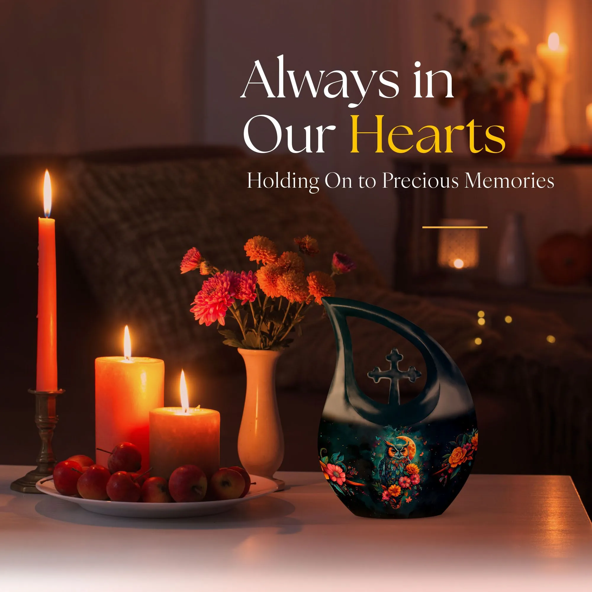 Double-Owl-Memory: Peaceful Rest Large Memorial Urn