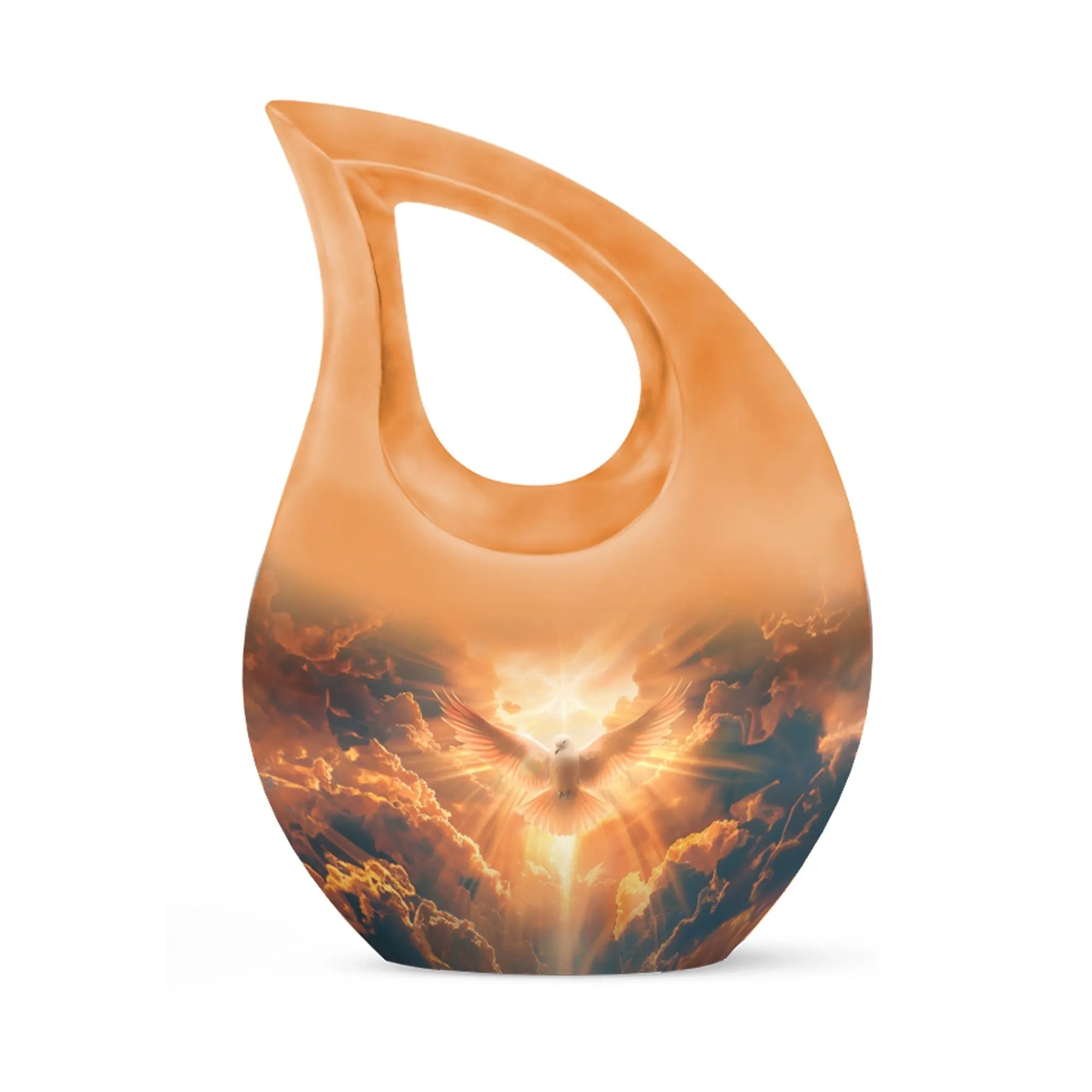 Dove: Commemorative Double Memorial Urn with Cross Drop Design