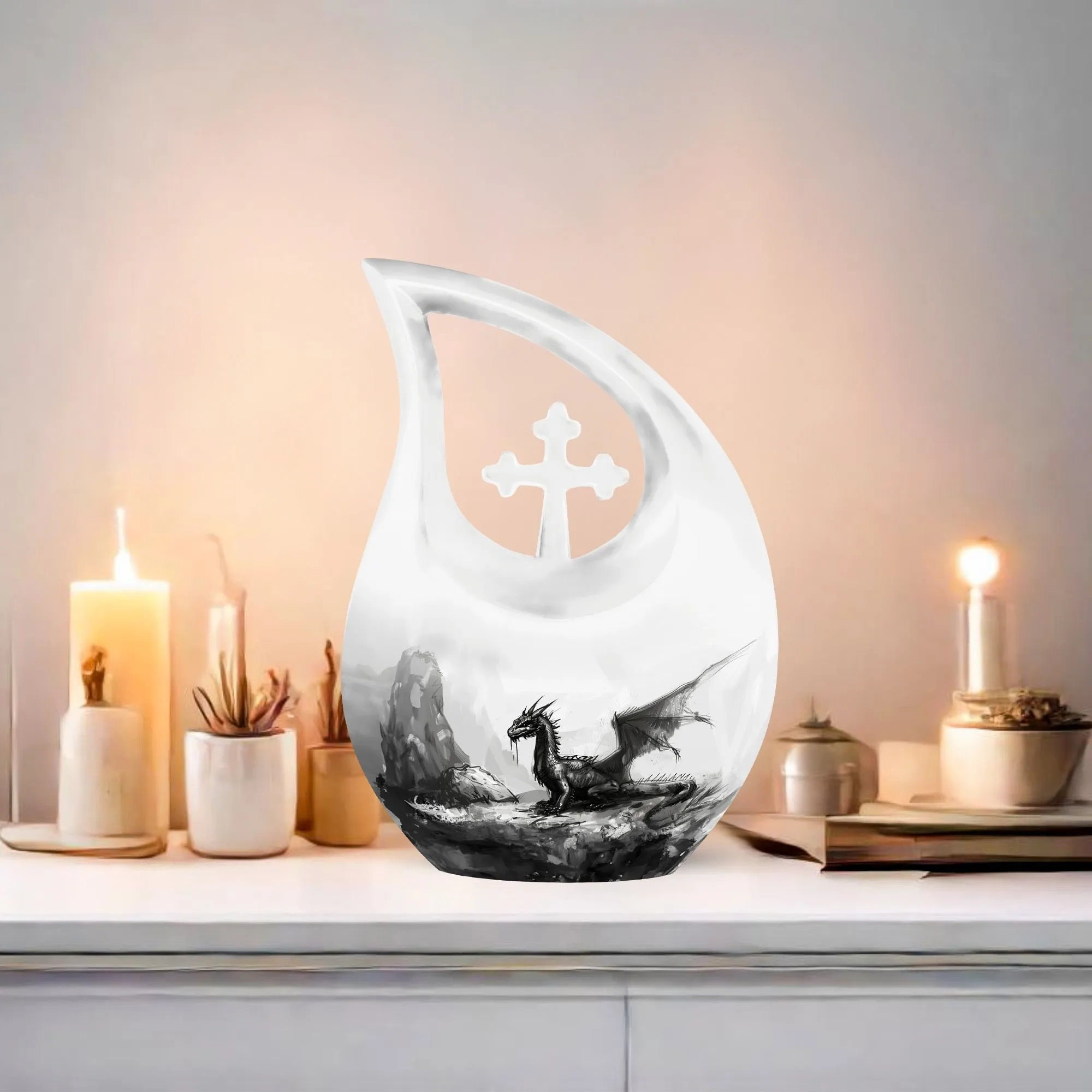 Dragon Memorial Urn, Commemorative Large Urn for Beloved Mom