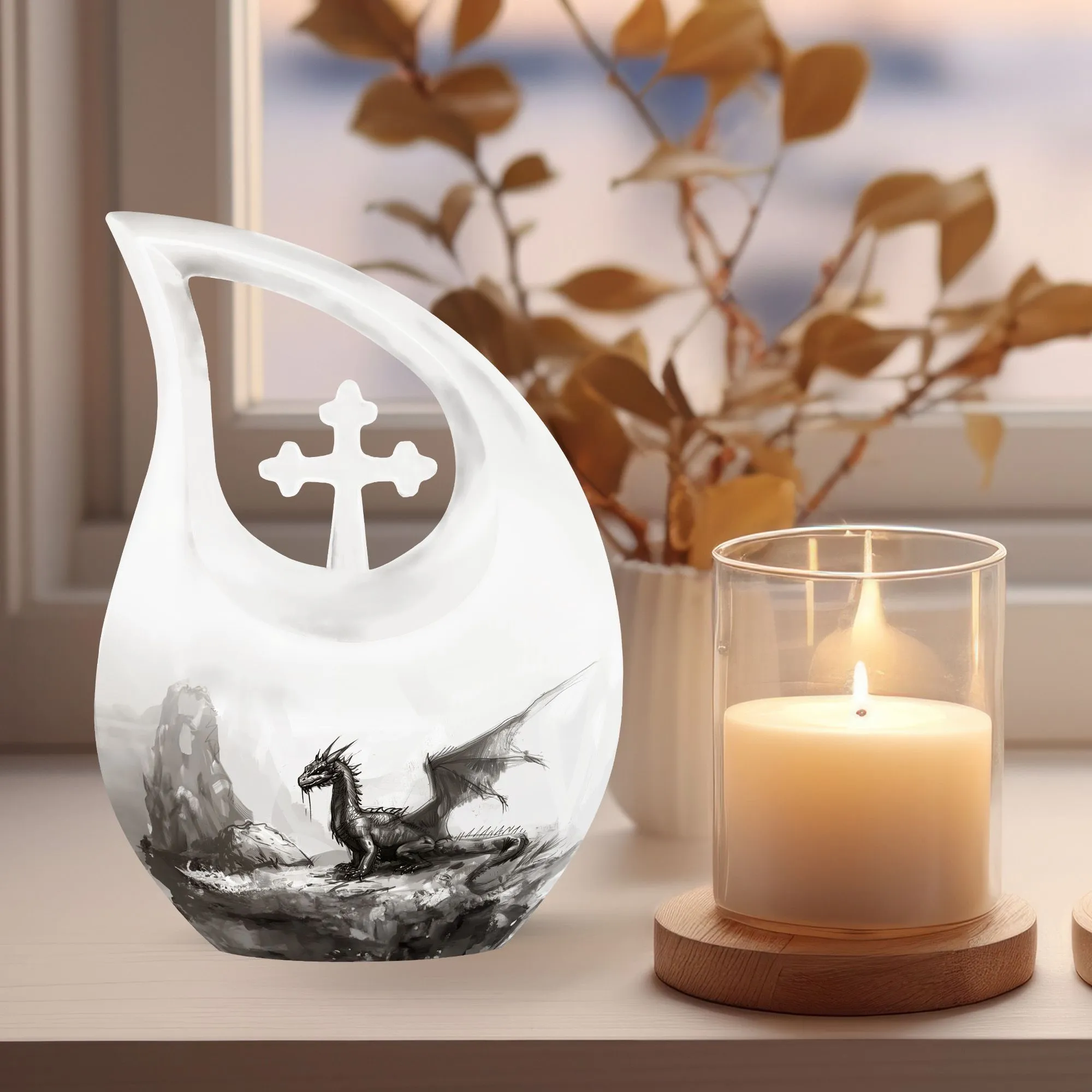 Dragon Memorial Urn, Commemorative Large Urn for Beloved Mom