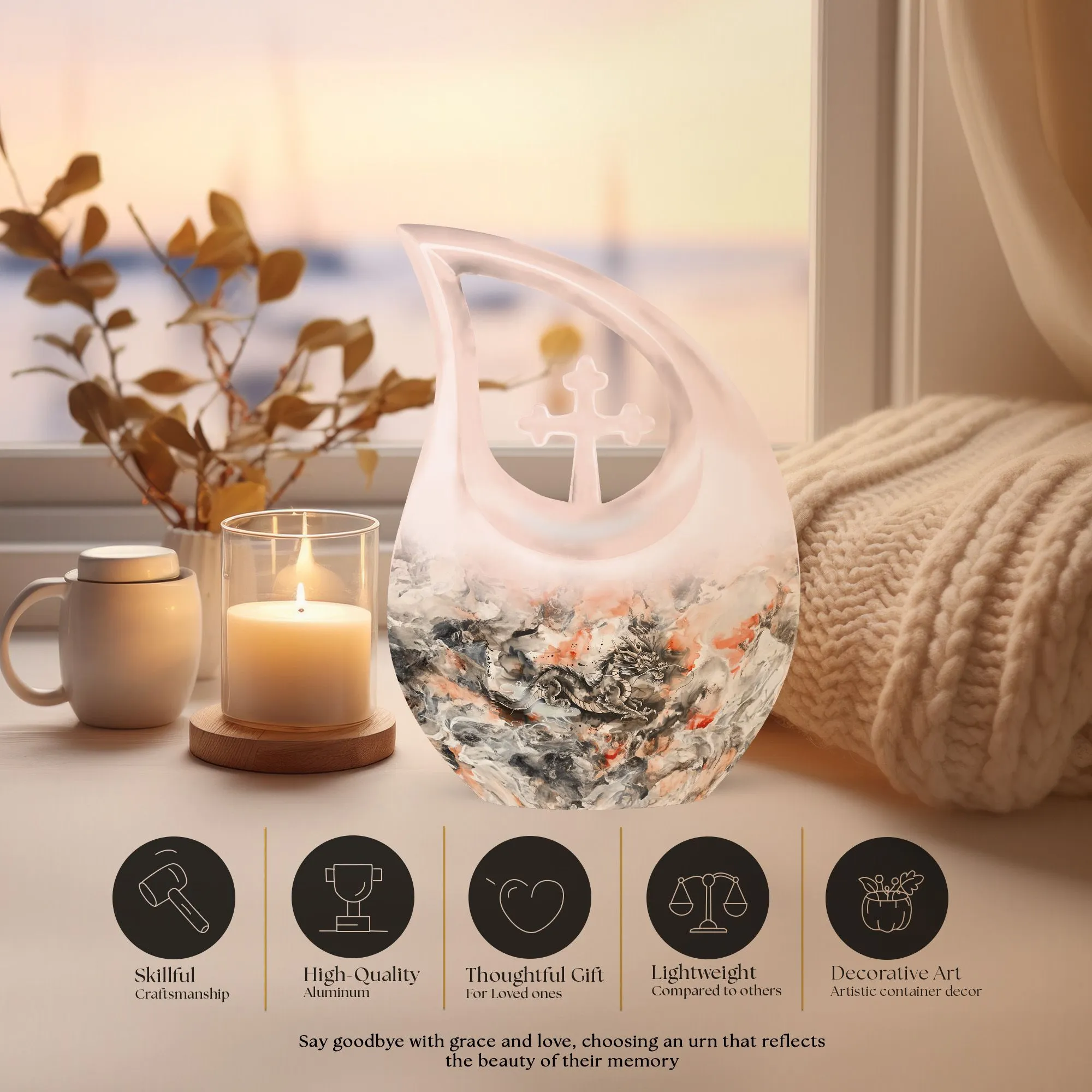 Dragon Urn: Compact Memorial Urn, Personalized Remembrance