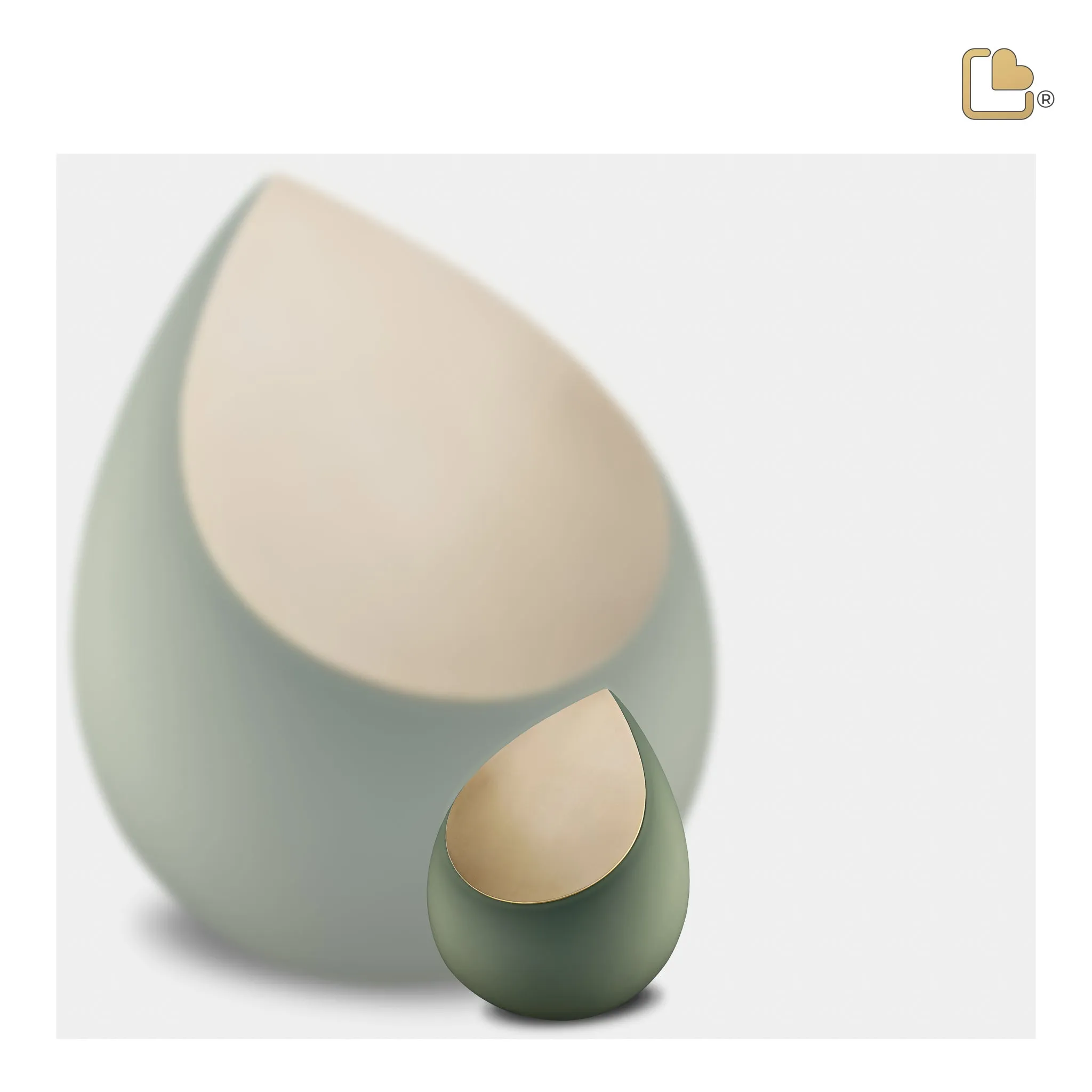 Drop Keepsake Urn Sage Green & Brushed Gold