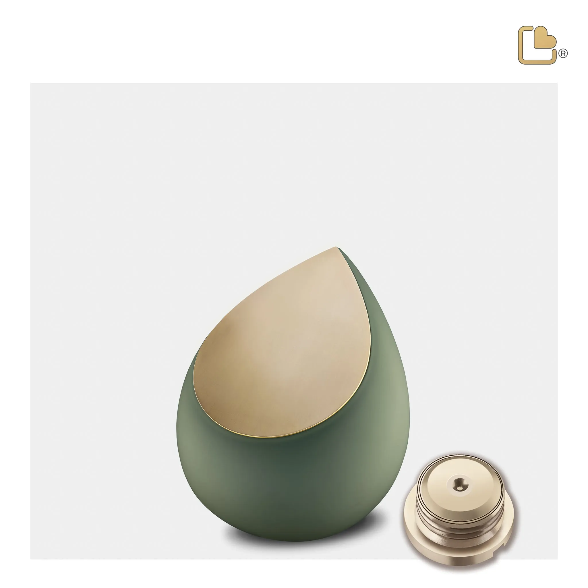 Drop Keepsake Urn Sage Green & Brushed Gold
