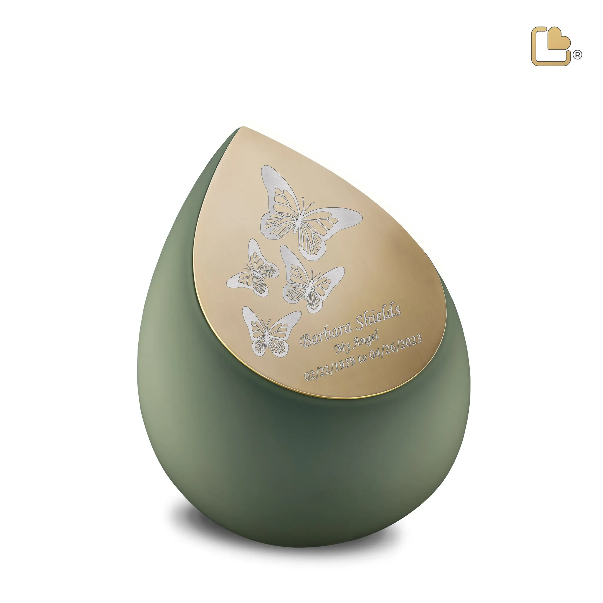 Drop Medium Urn Sage Green & Brushed Gold