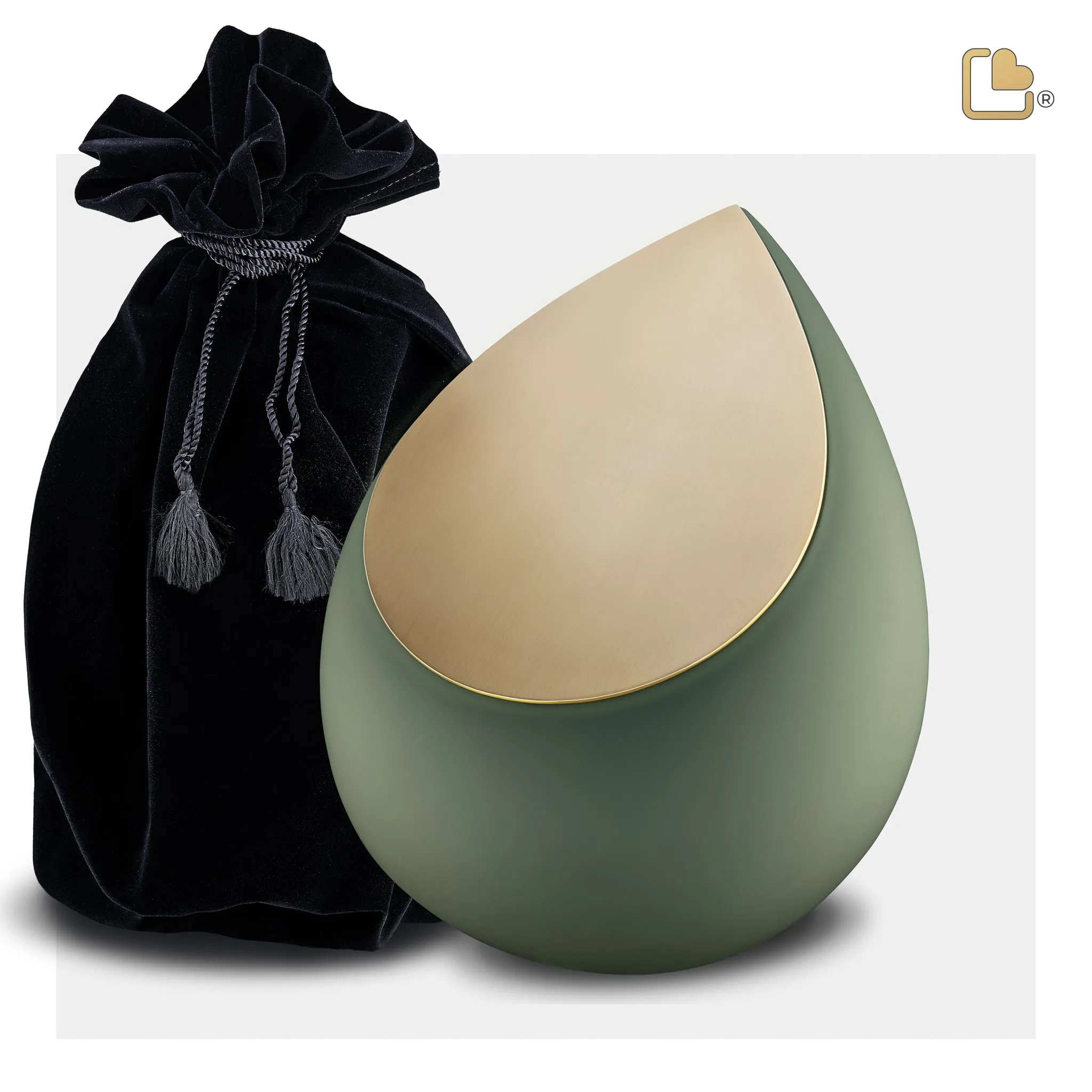 Drop Medium Urn Sage Green & Brushed Gold