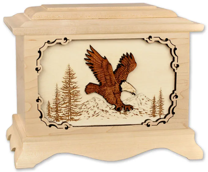 Eagle Cremation Urn with Wood Inlay Art Scene