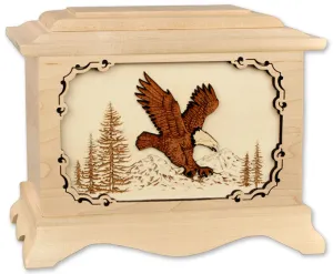 Eagle Cremation Urn with Wood Inlay Art Scene