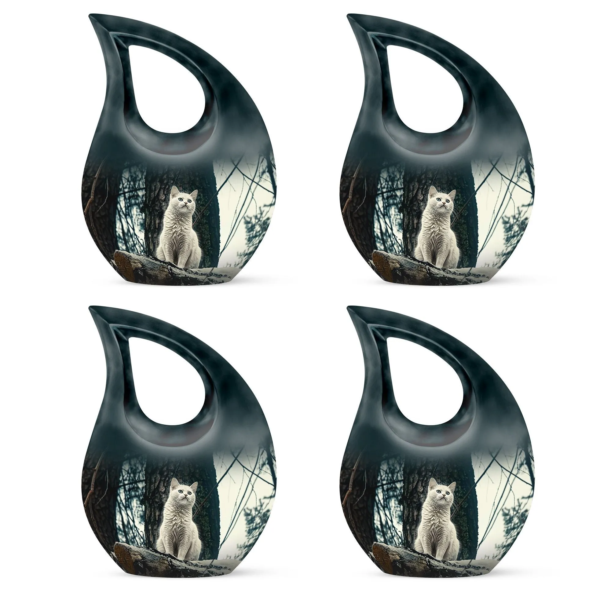 Elegant White Cat Memorial Urn: Memorial Keepsake Cremation Urn