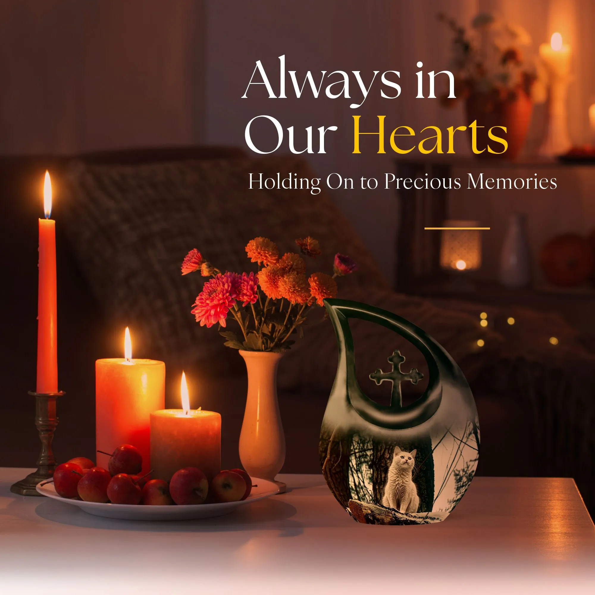 Elegant White Cat Memorial Urn: Memorial Keepsake Cremation Urn